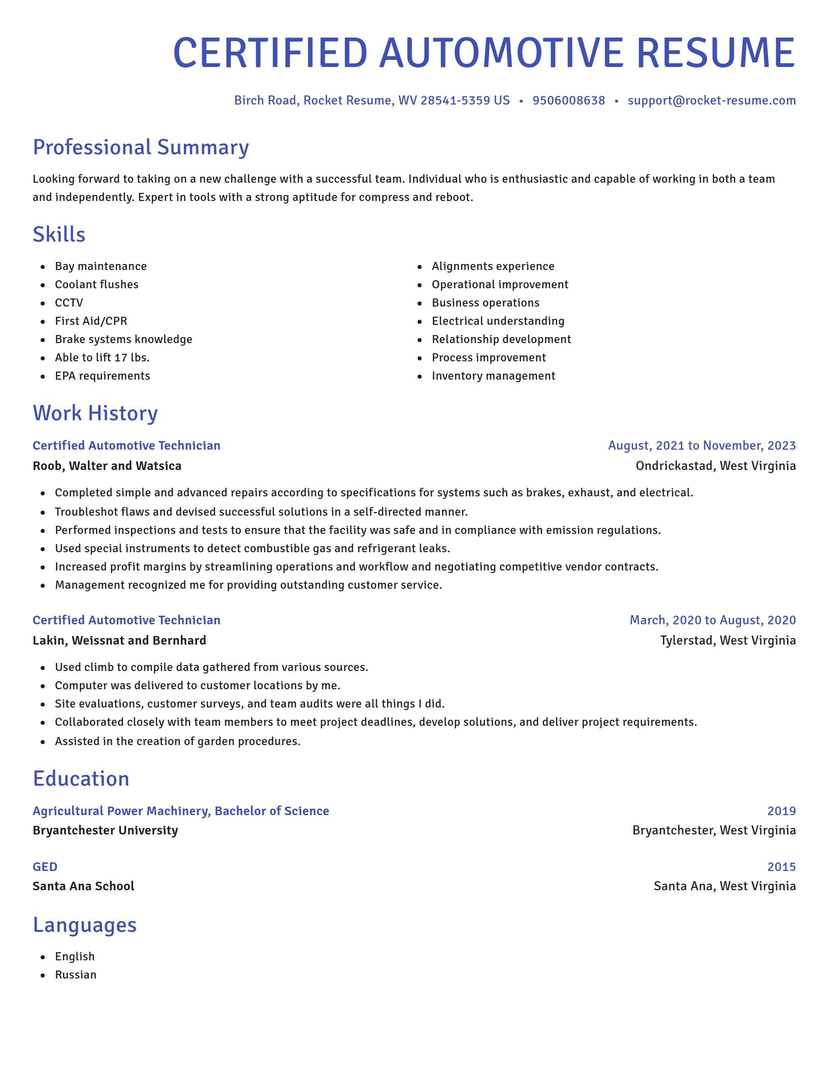 Novel resume template