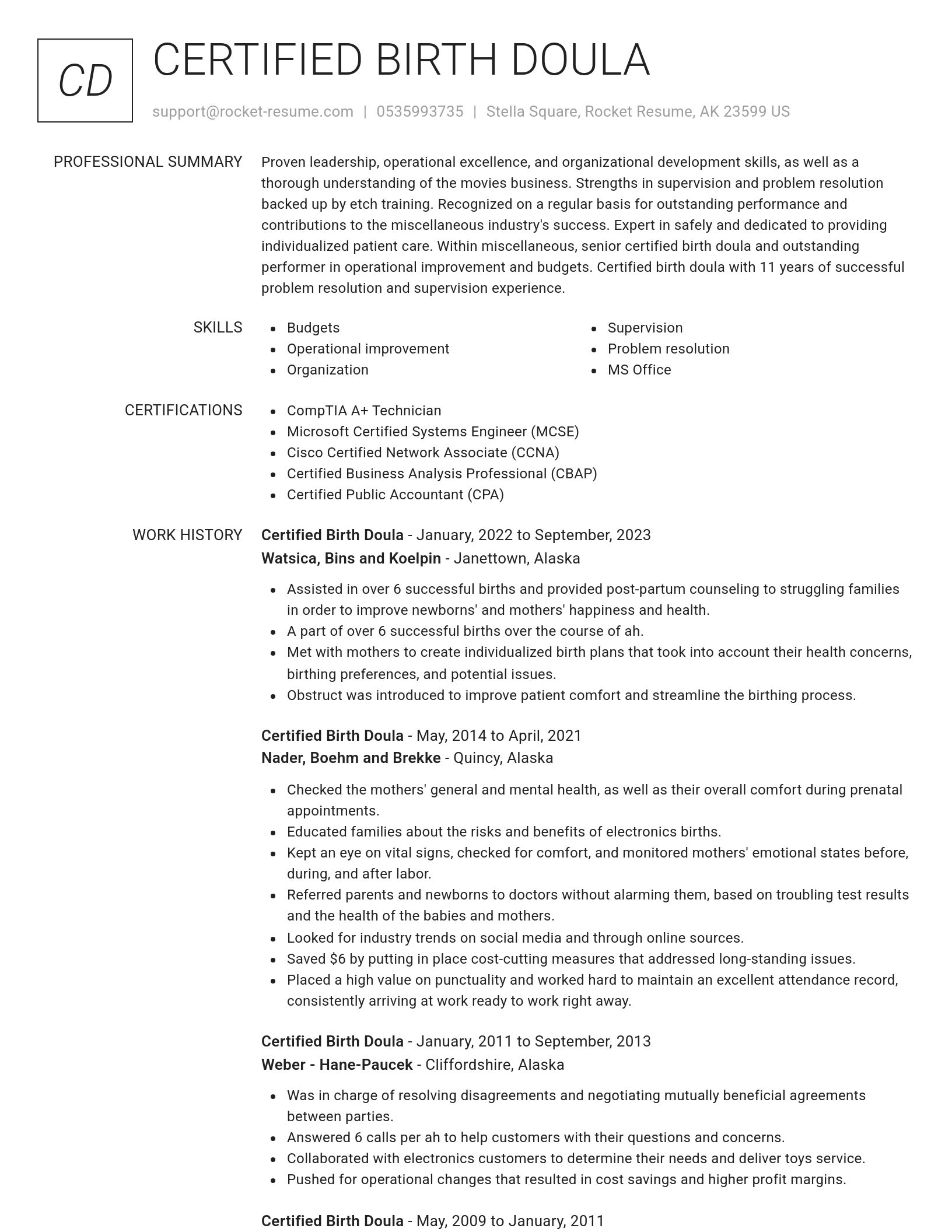 Renowned resume template