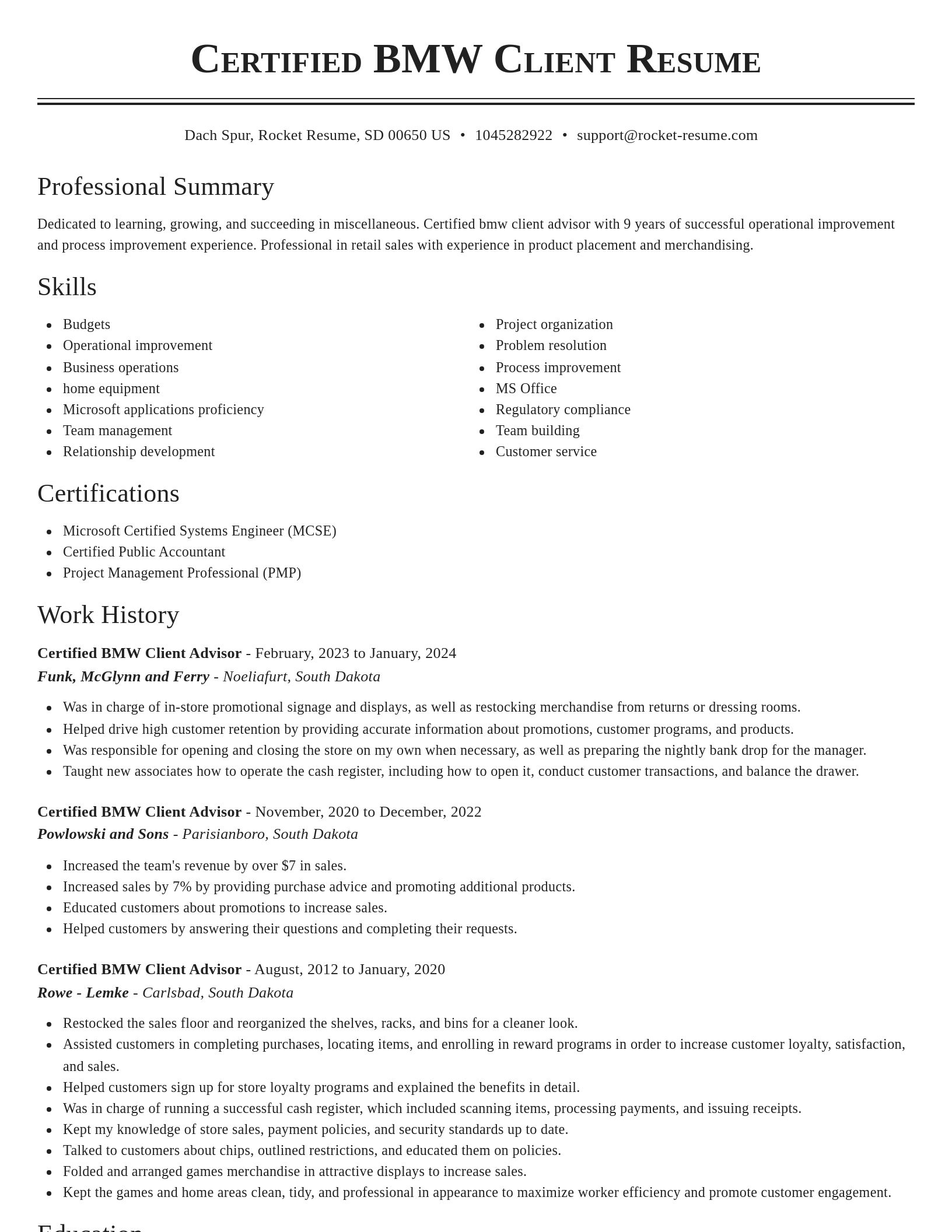 Classic resume template