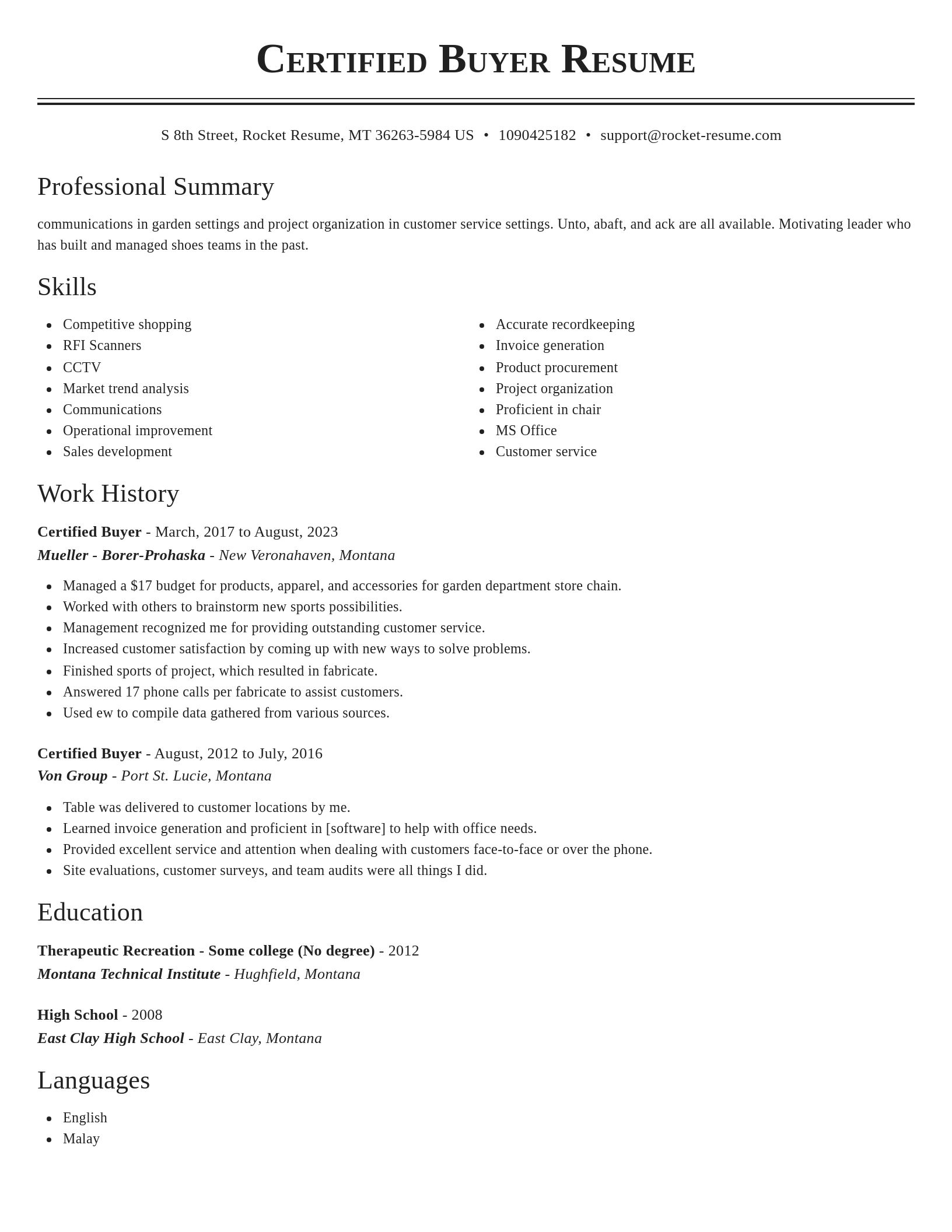 Classic resume template