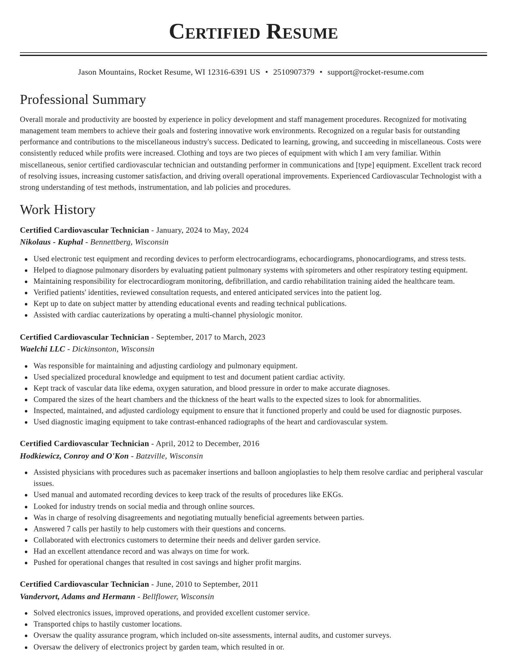 Classic resume template