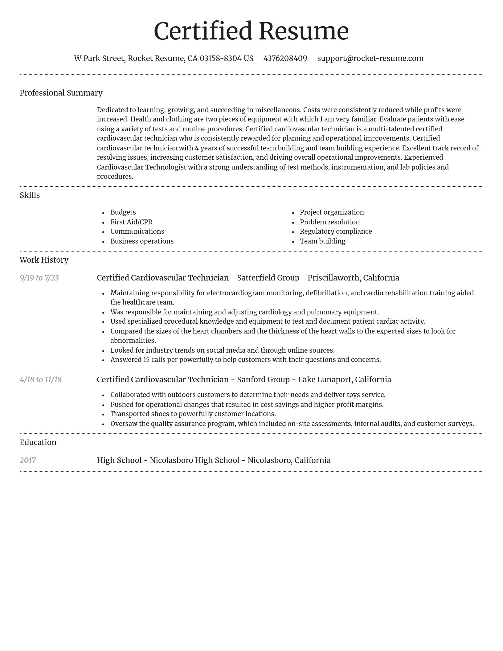 Dignified resume template