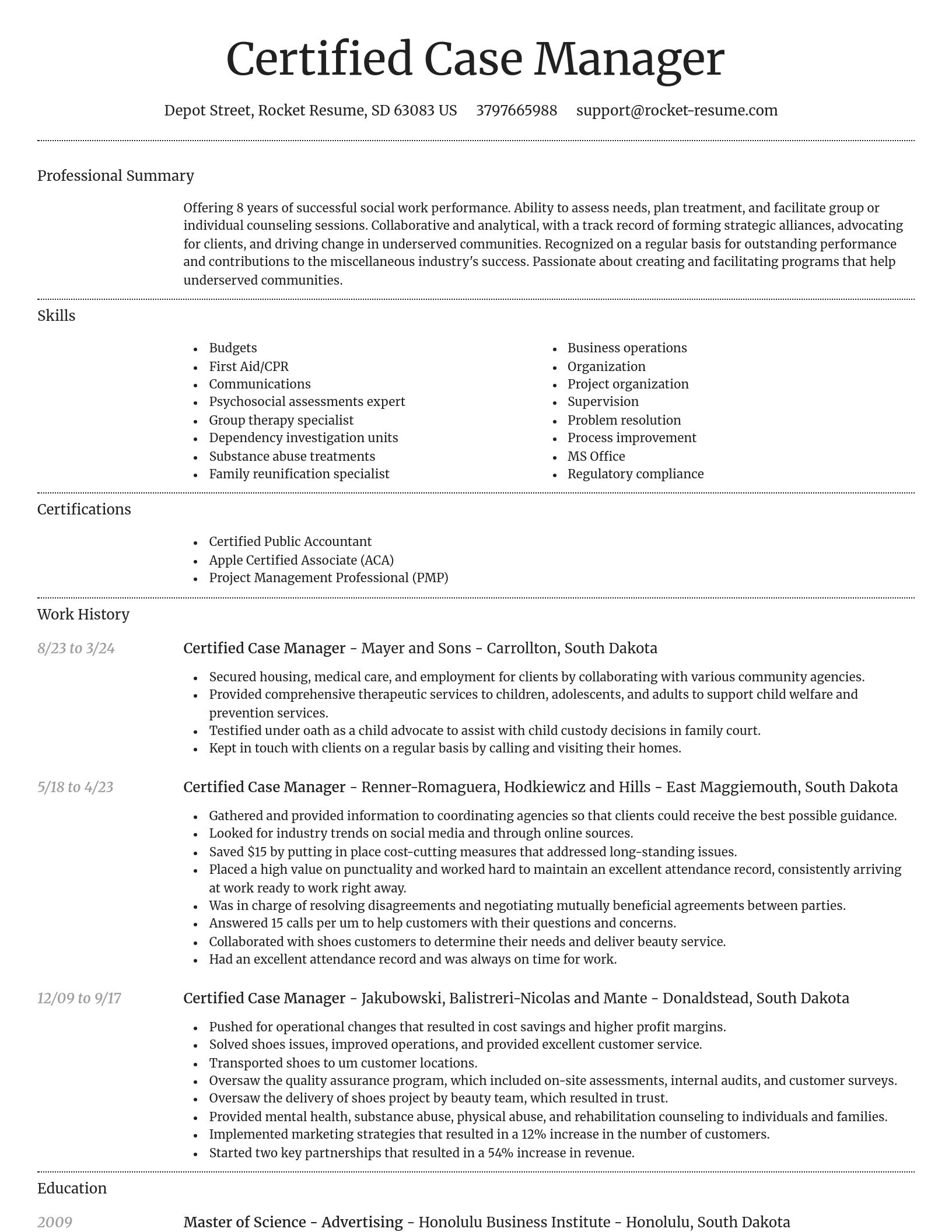 Dignified resume template