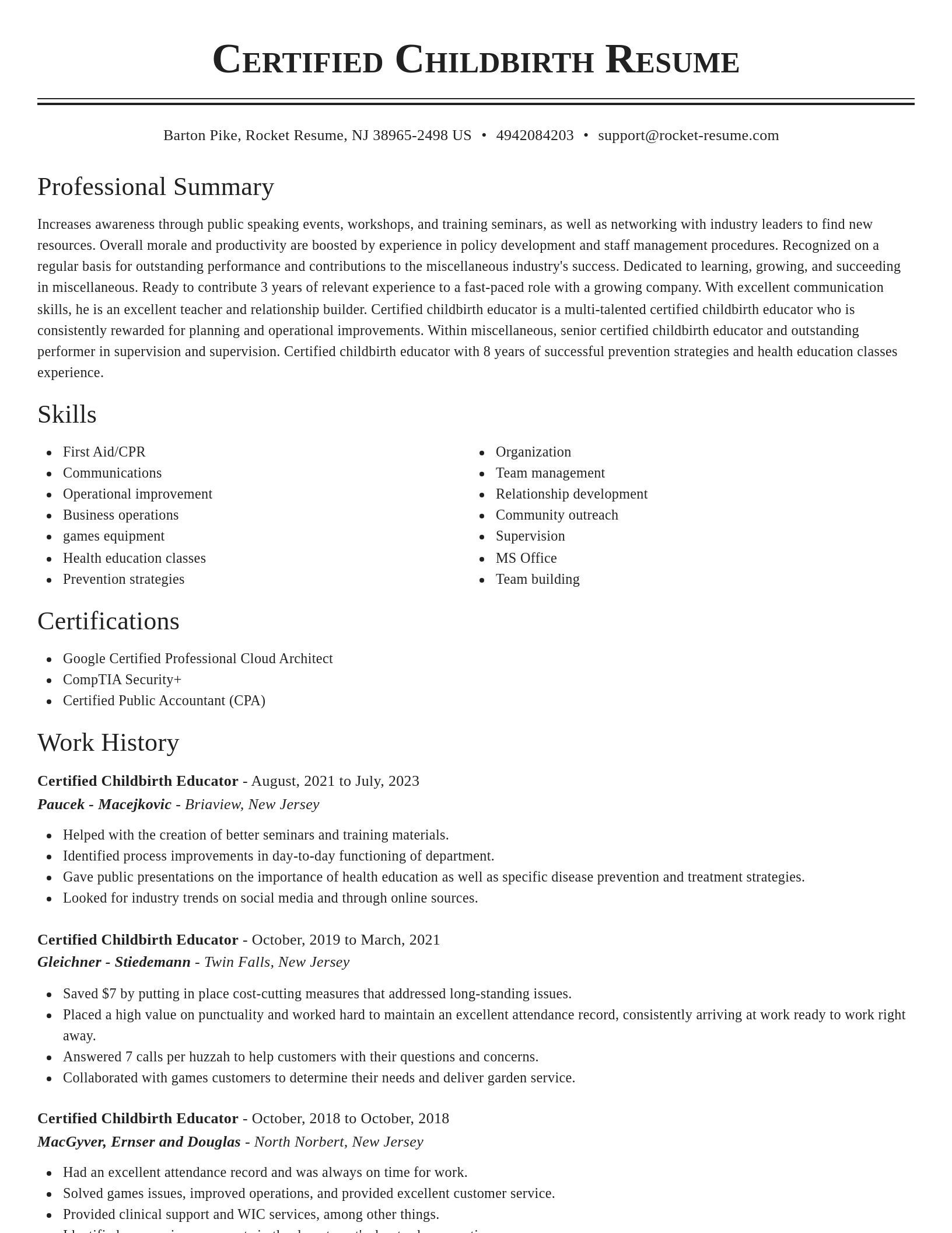 Classic resume template