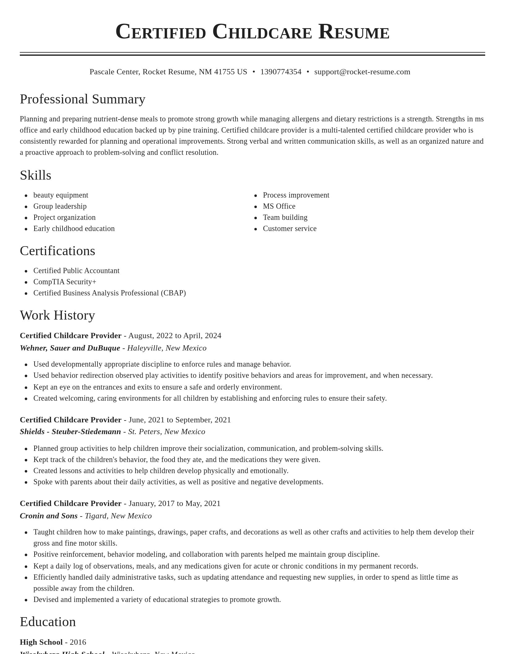 Classic resume template
