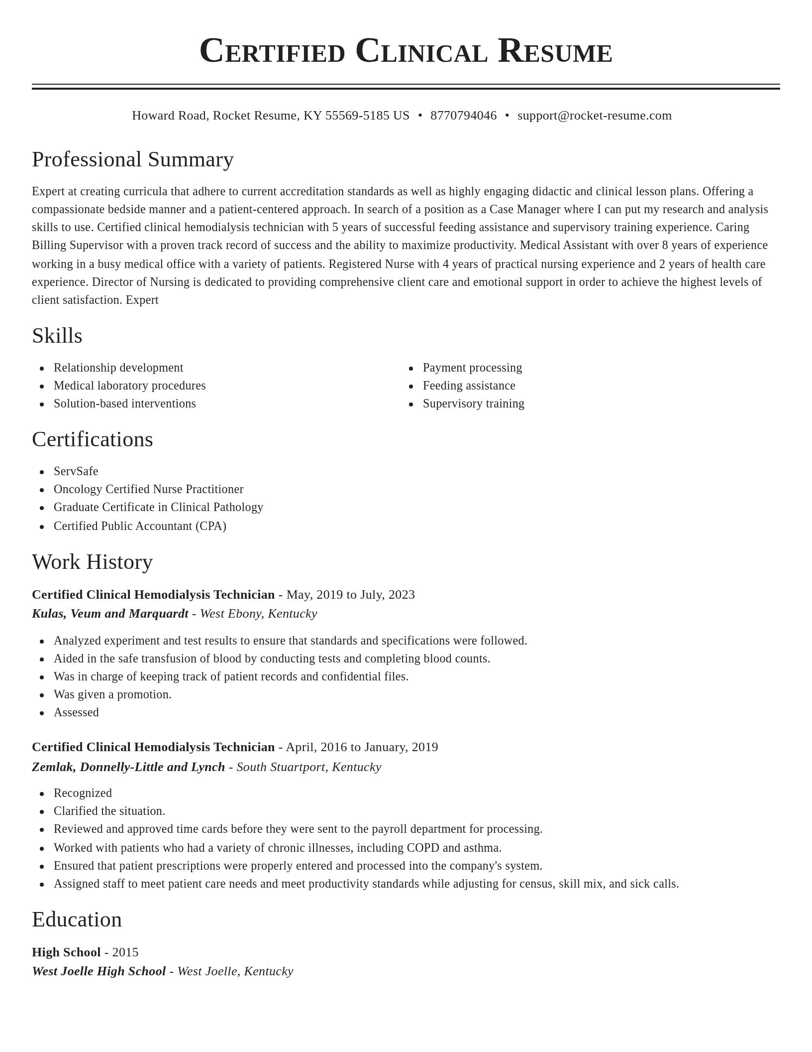 Classic resume template