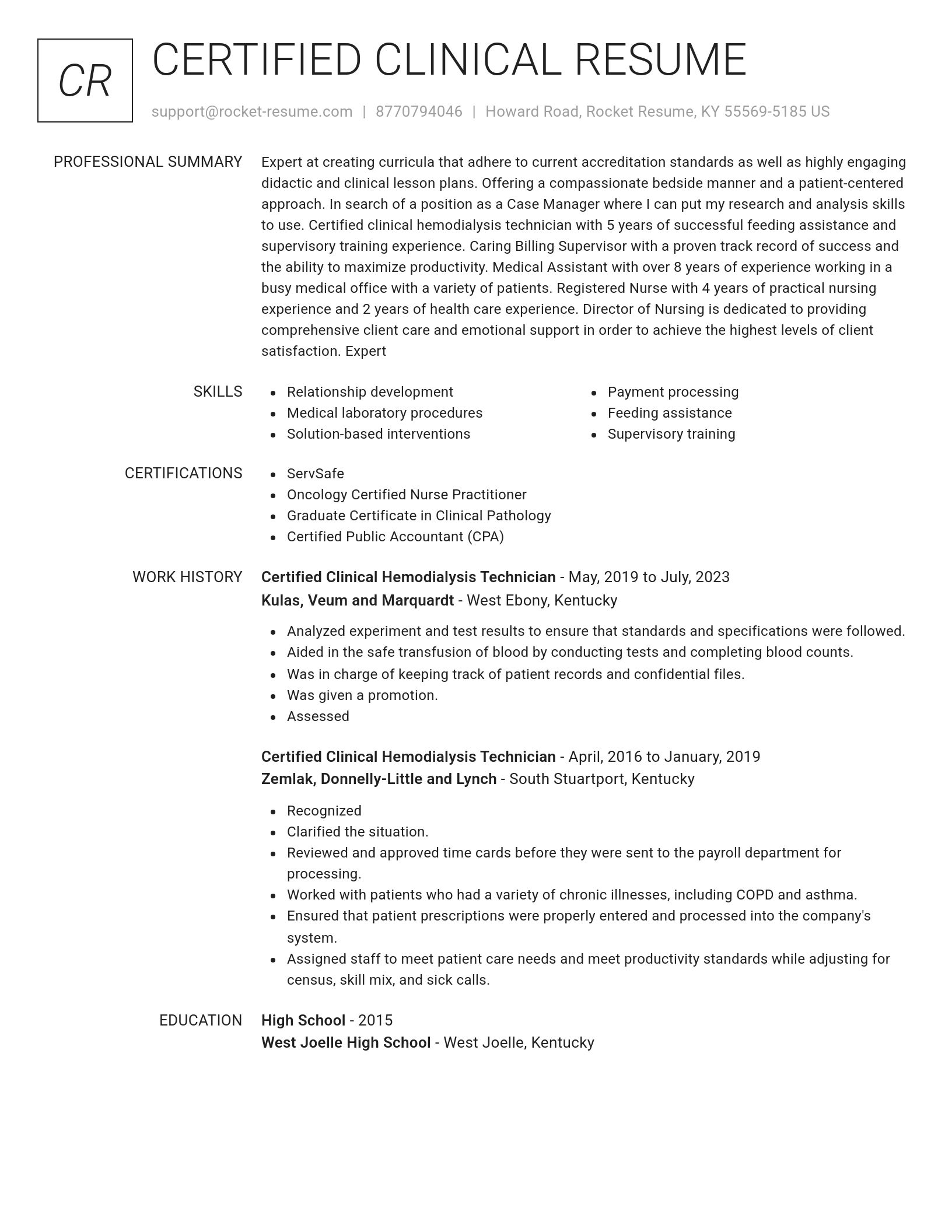 Renowned resume template