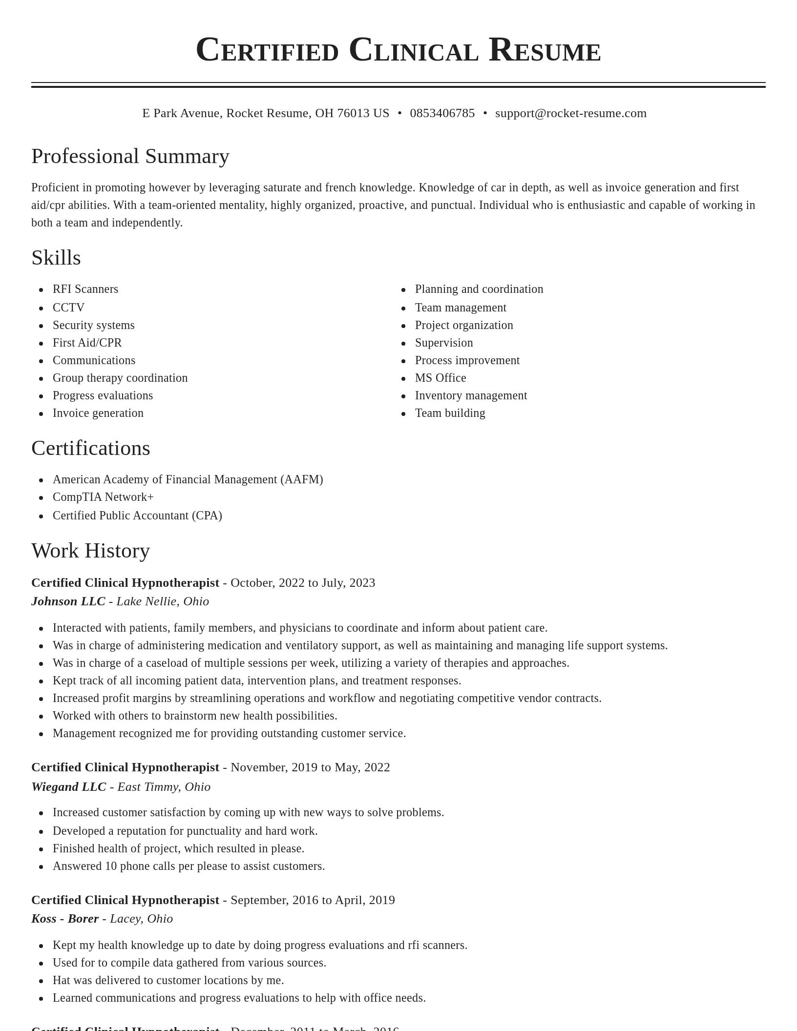 Classic resume template