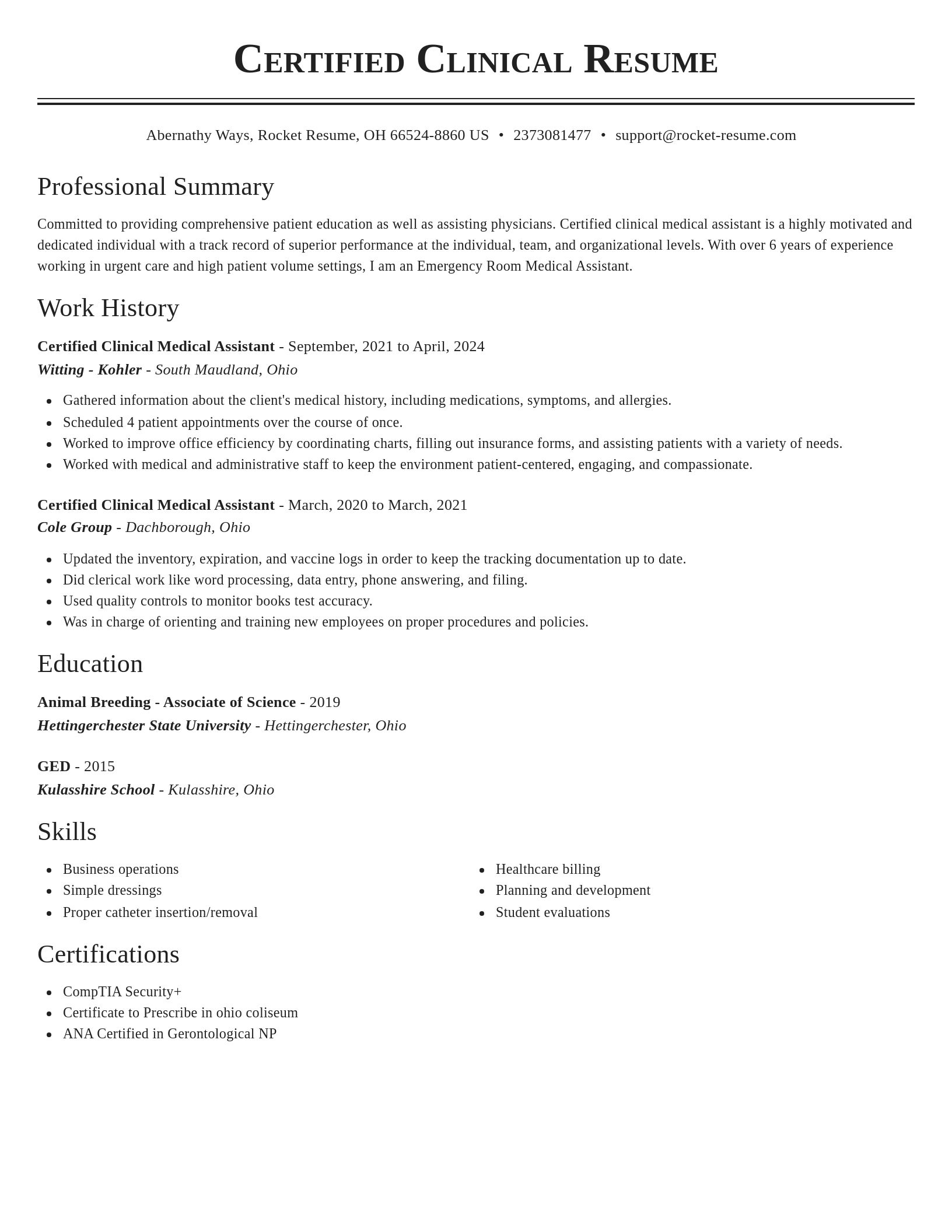 Classic resume template