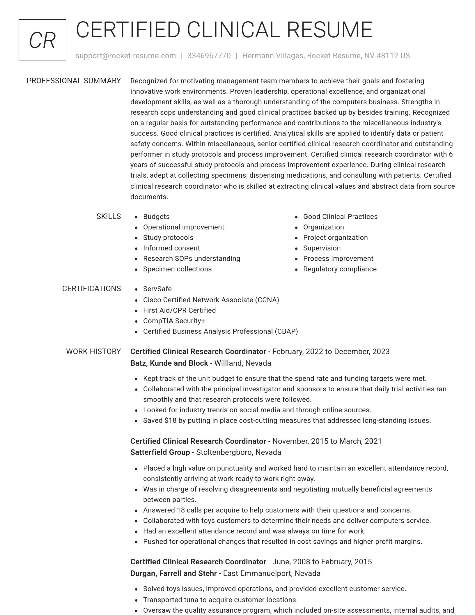 Renowned resume template