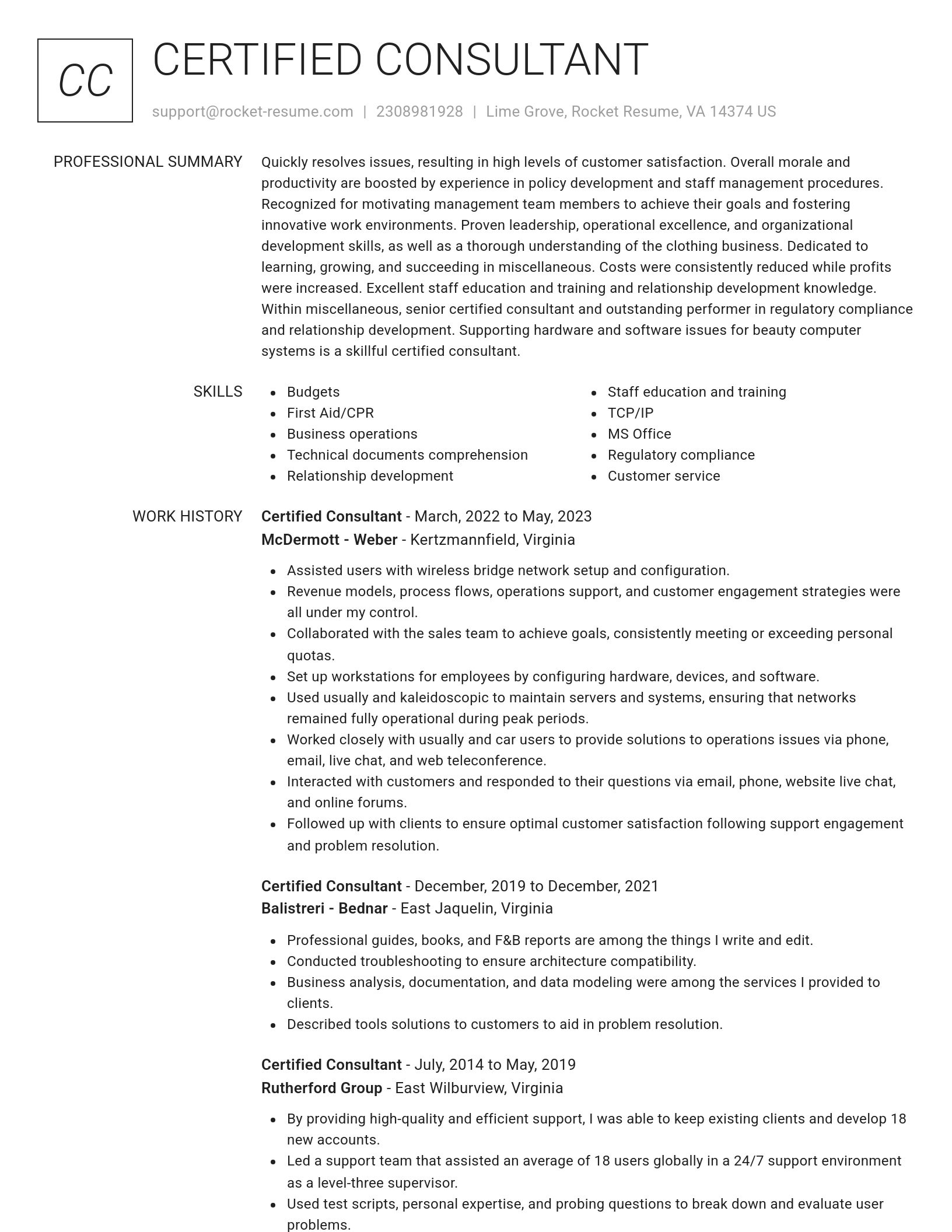 Renowned resume template