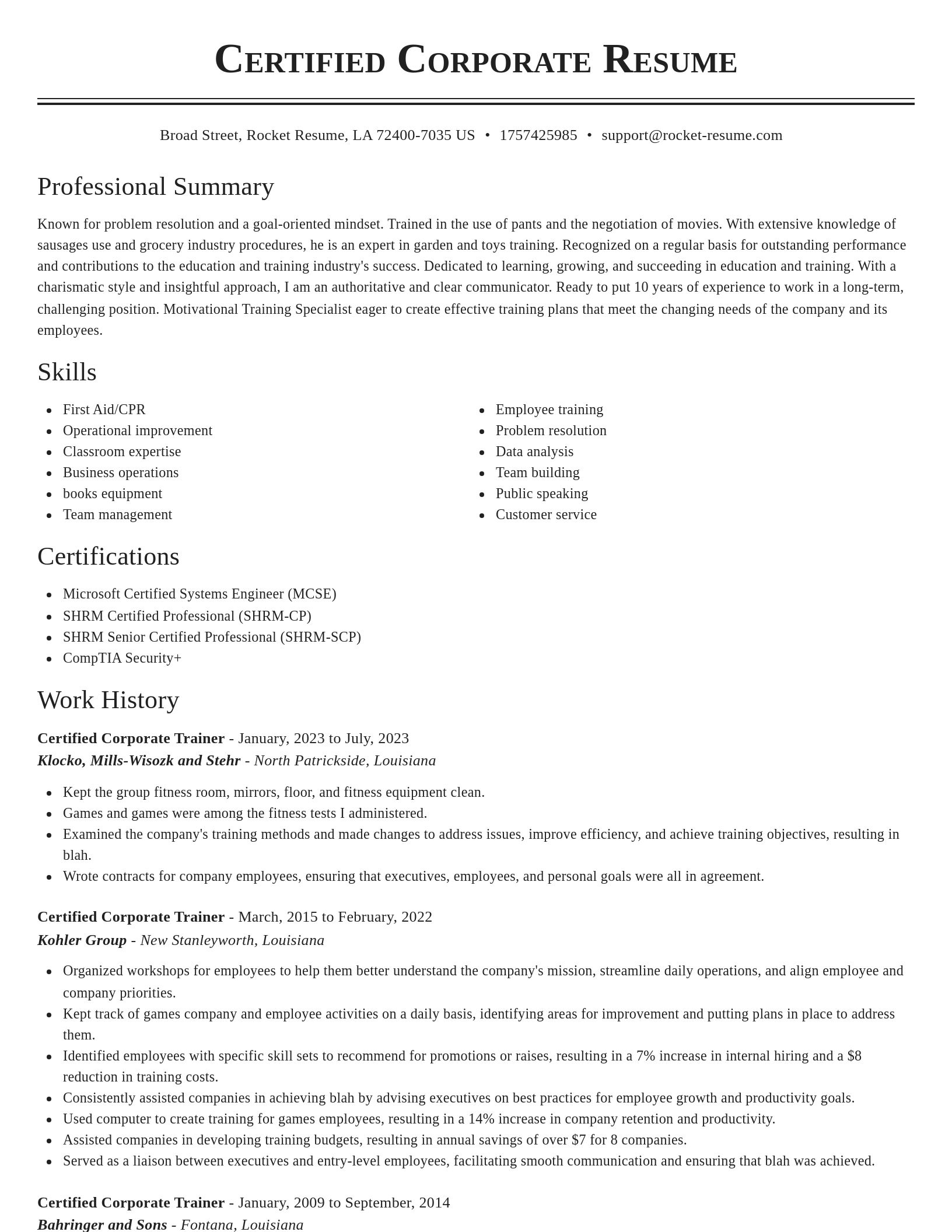 Classic resume template