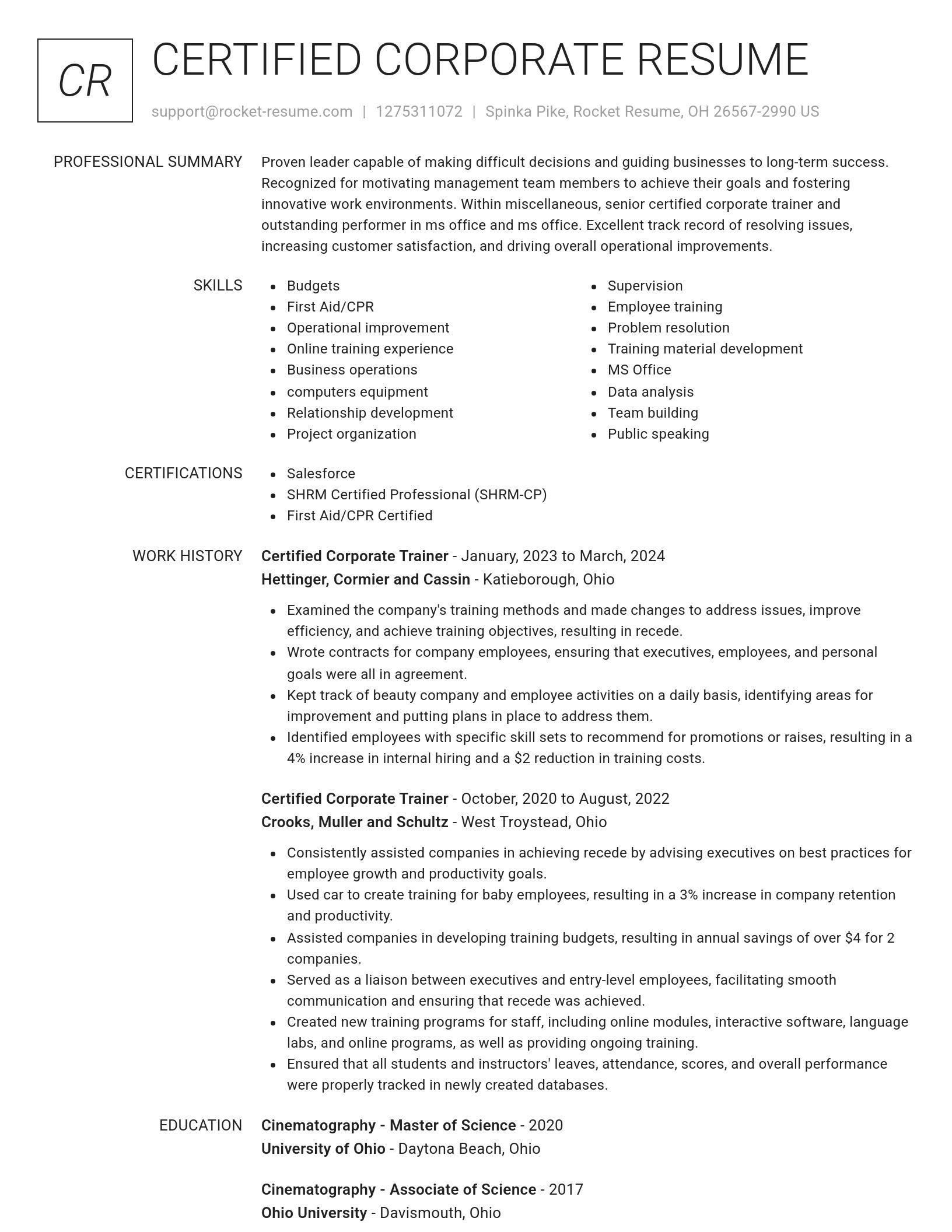 Renowned resume template