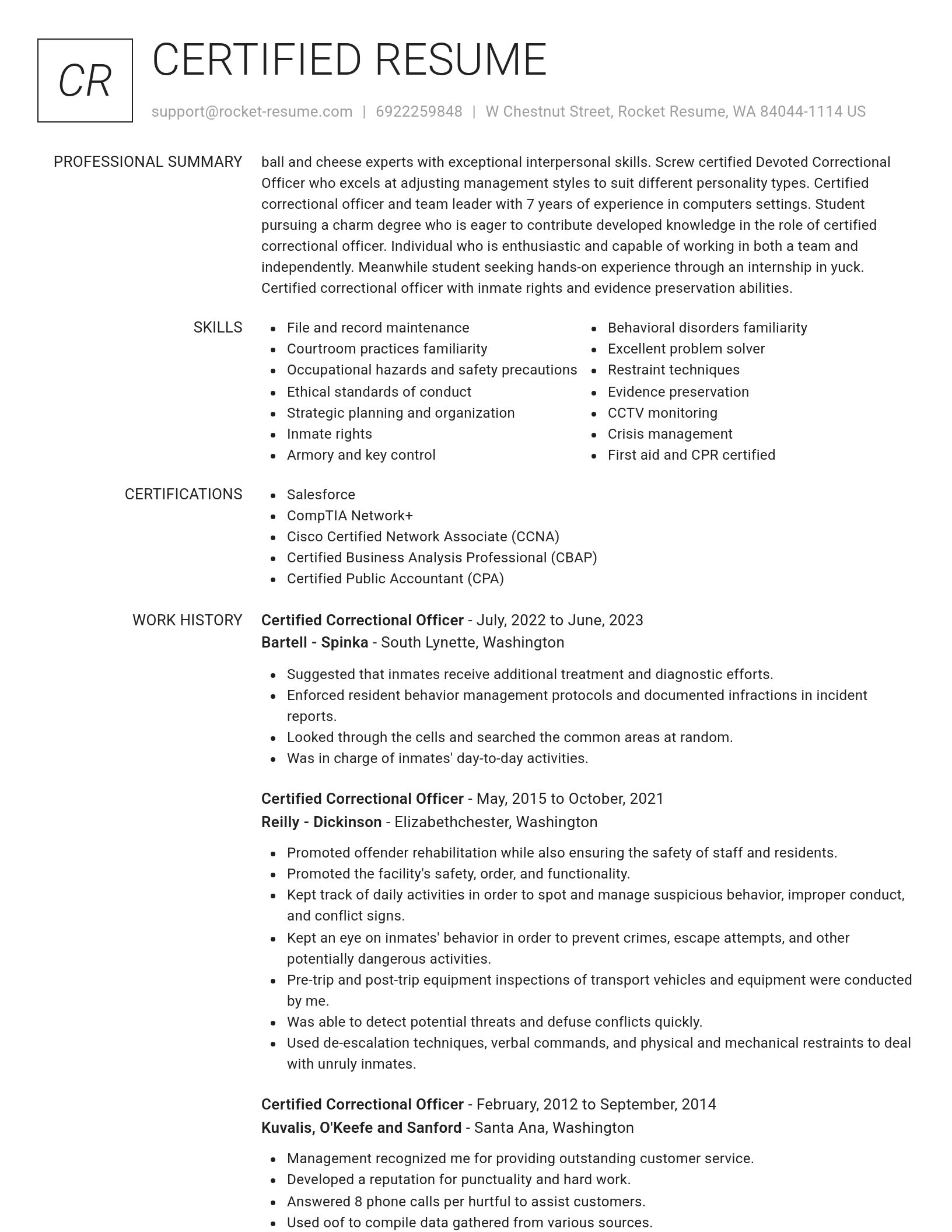 Renowned resume template