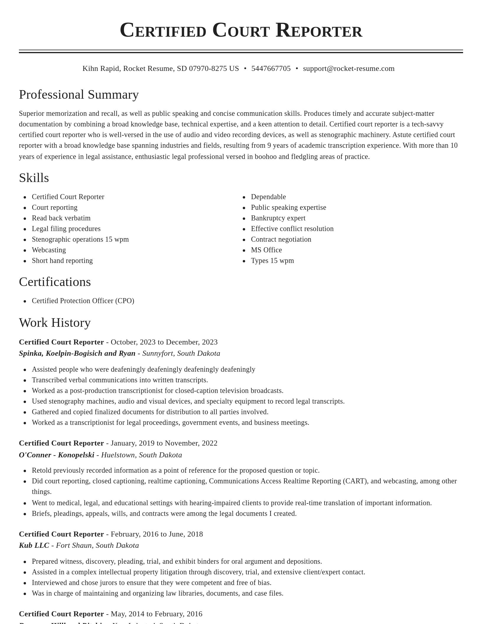 Classic resume template