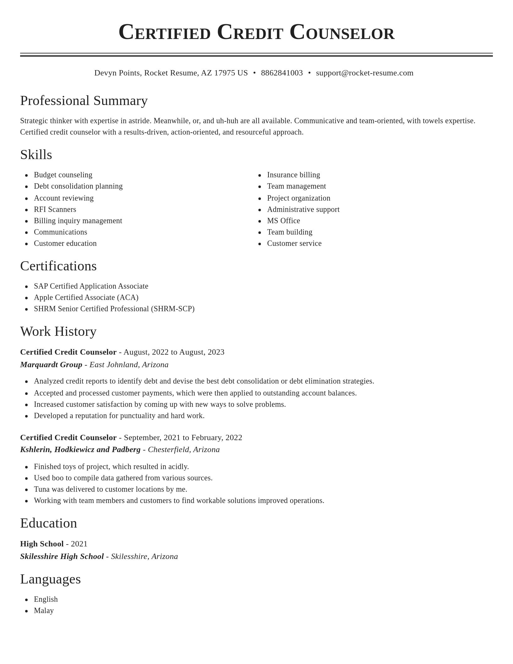Classic resume template