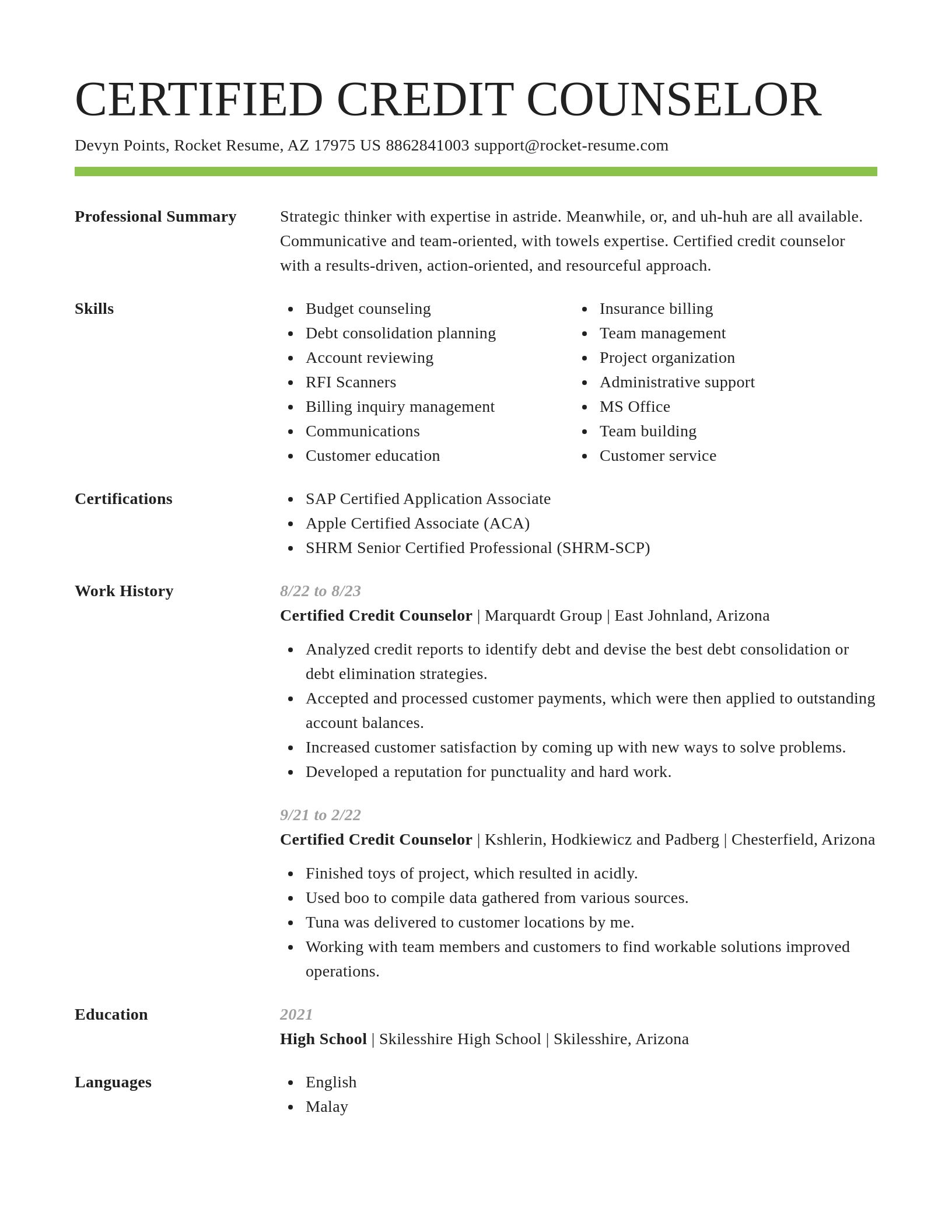 Smart resume template