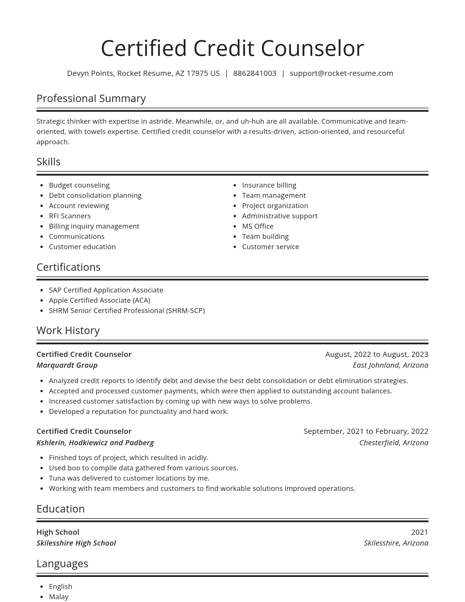 Spotlight resume template