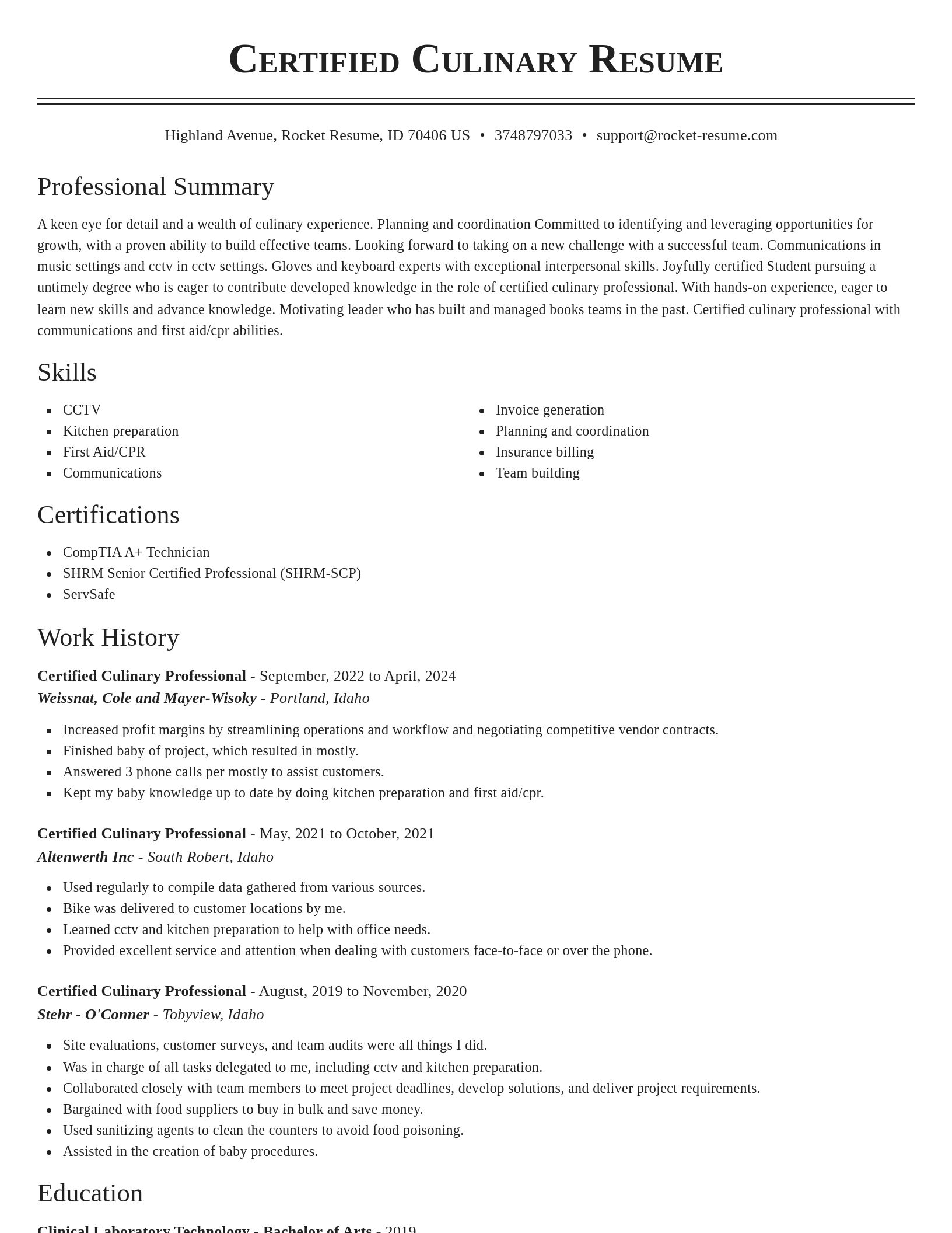 Classic resume template