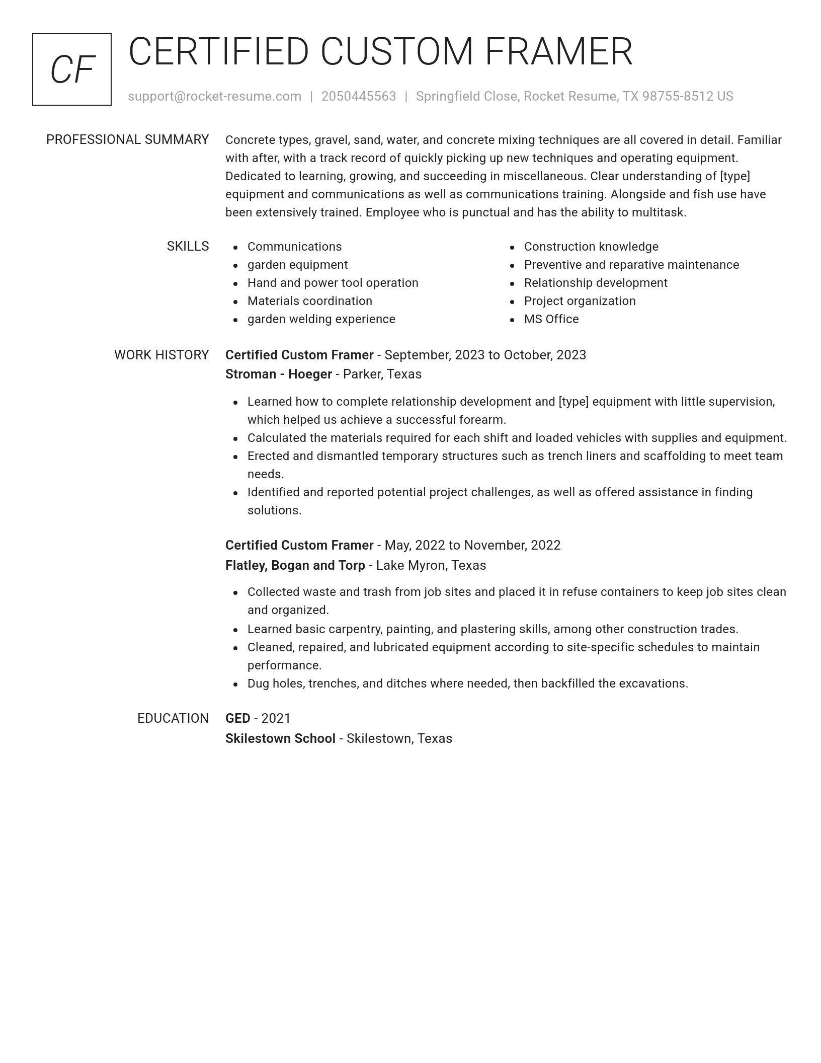 Renowned resume template