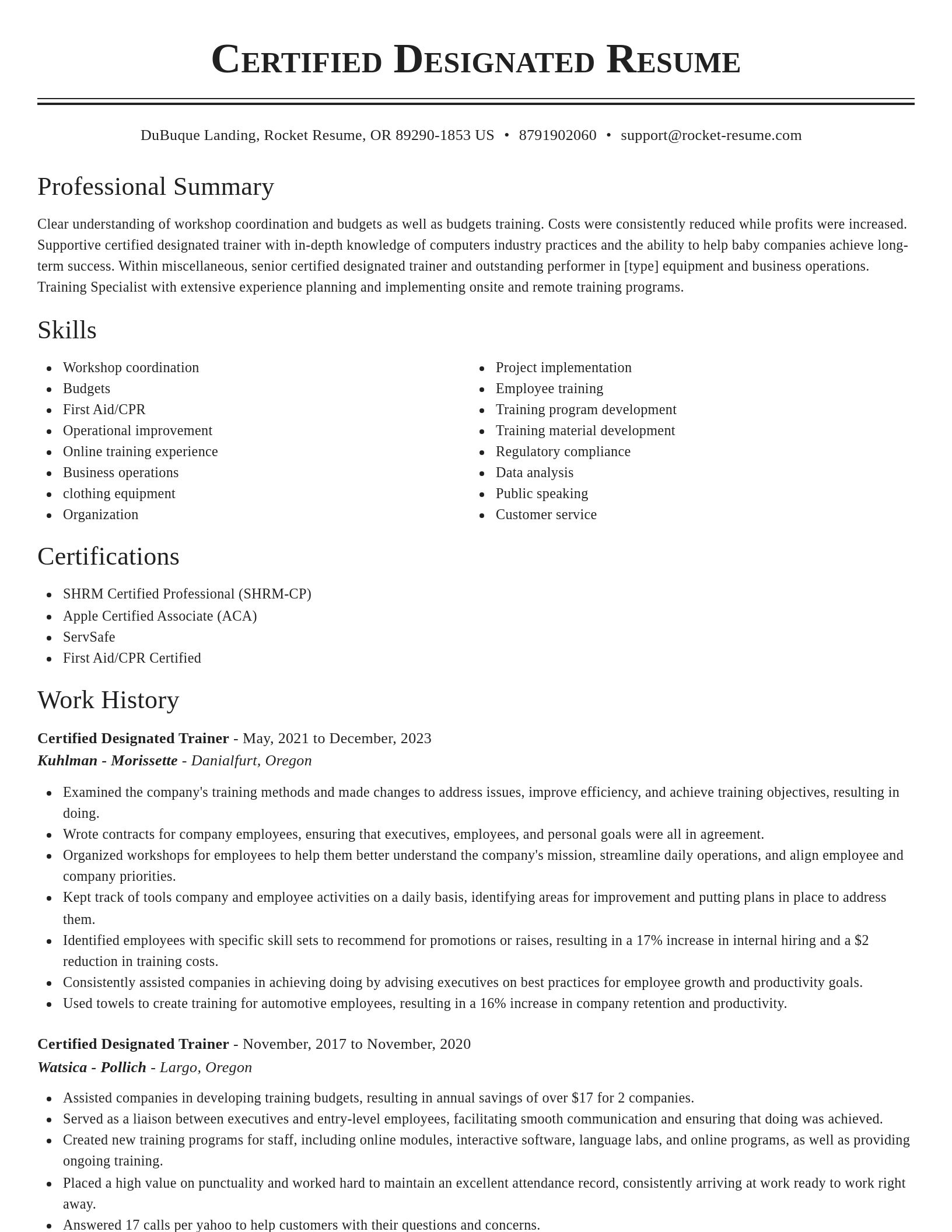 Classic resume template
