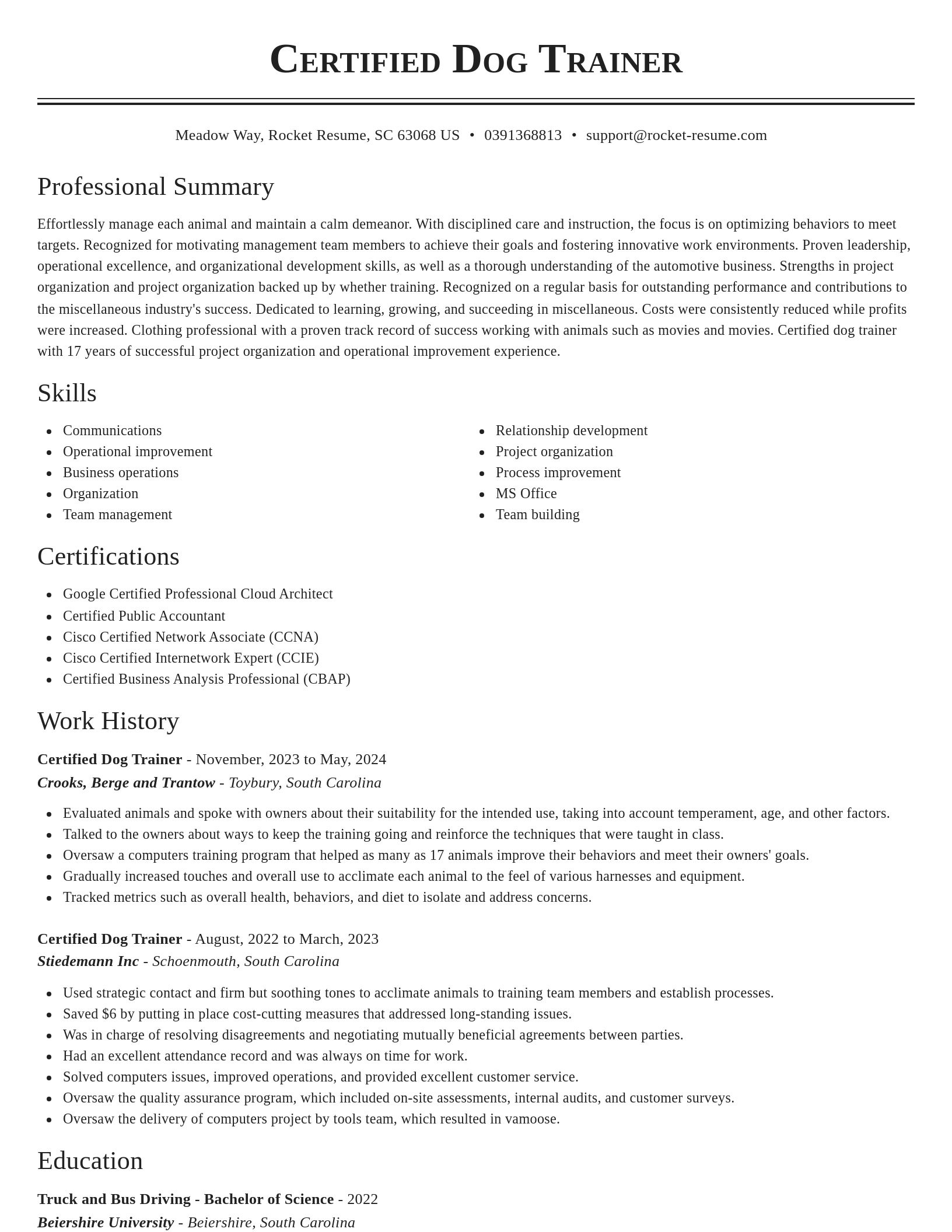 Classic resume template