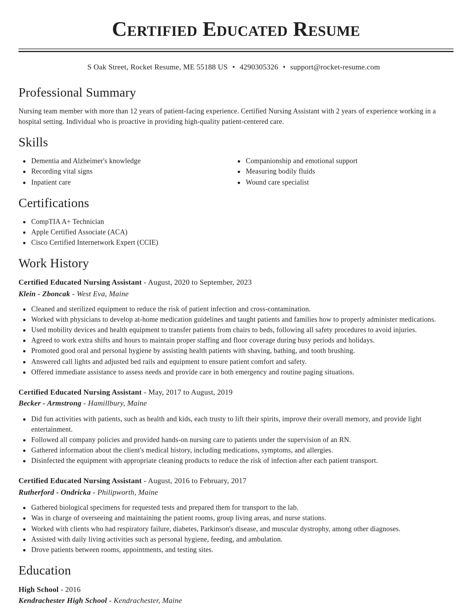 Classic resume template