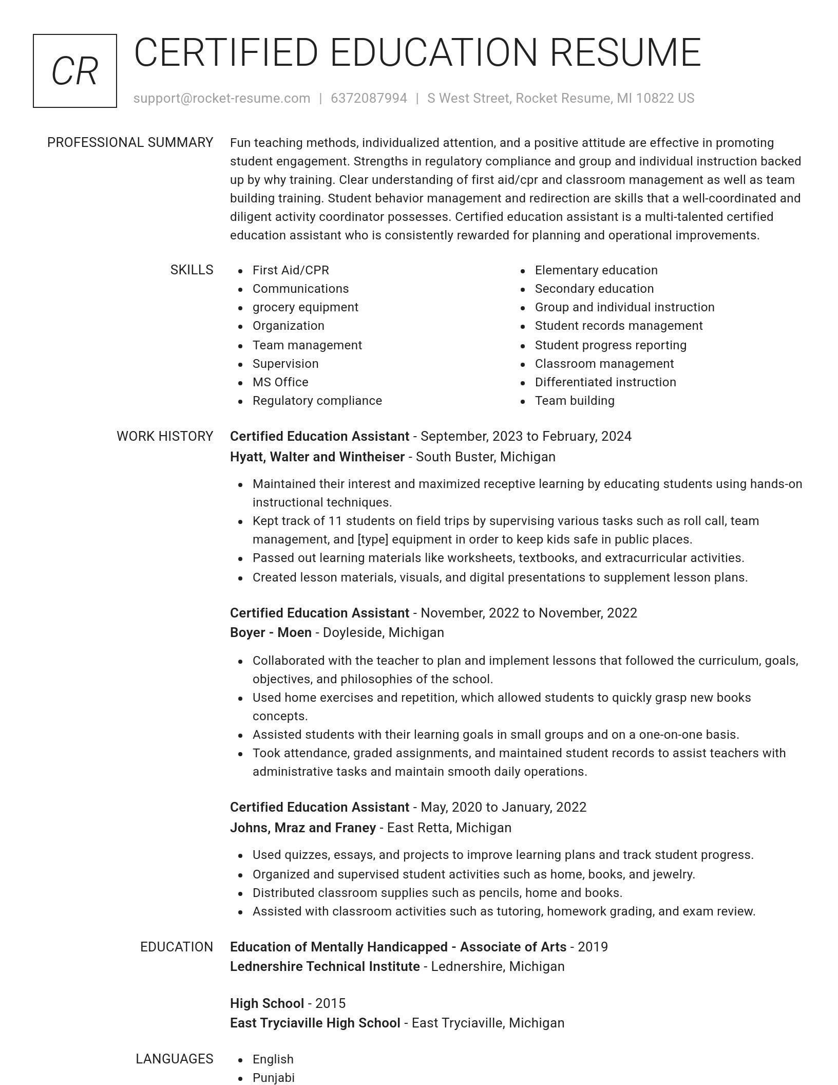 Renowned resume template