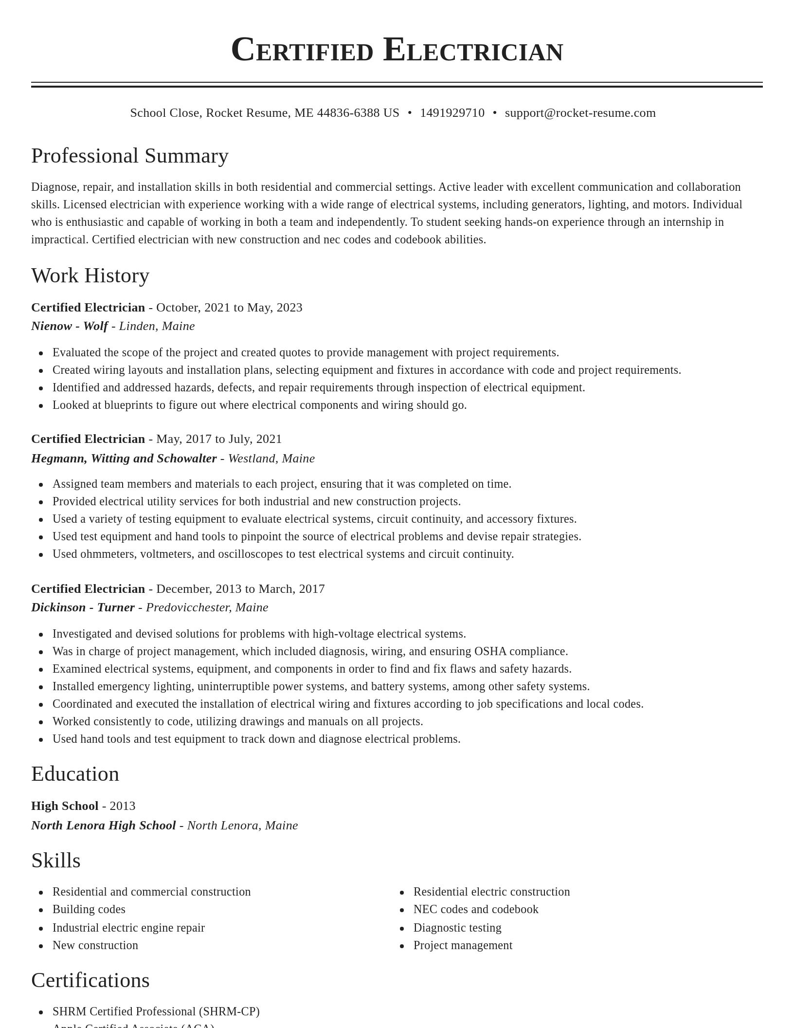 Classic resume template