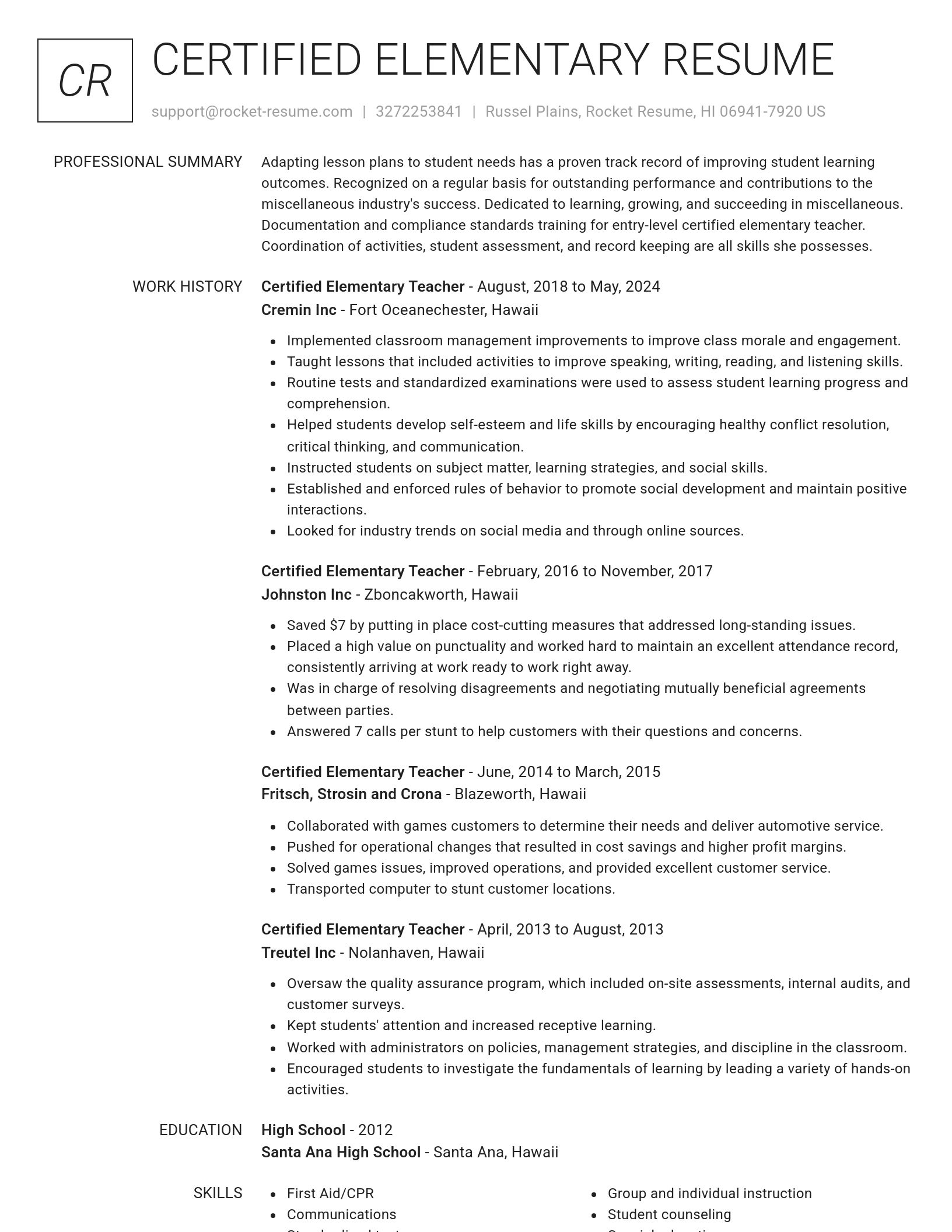 Renowned resume template