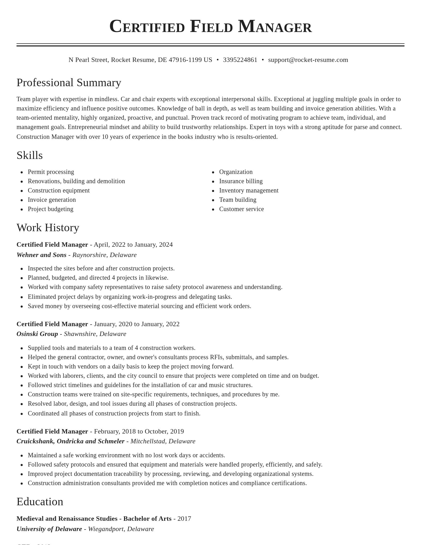 Classic resume template