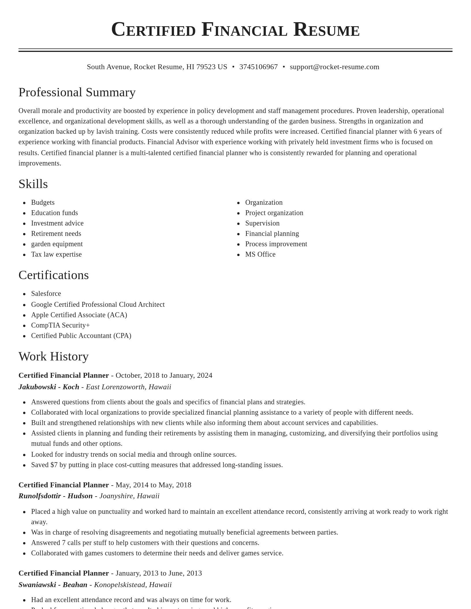 Classic resume template