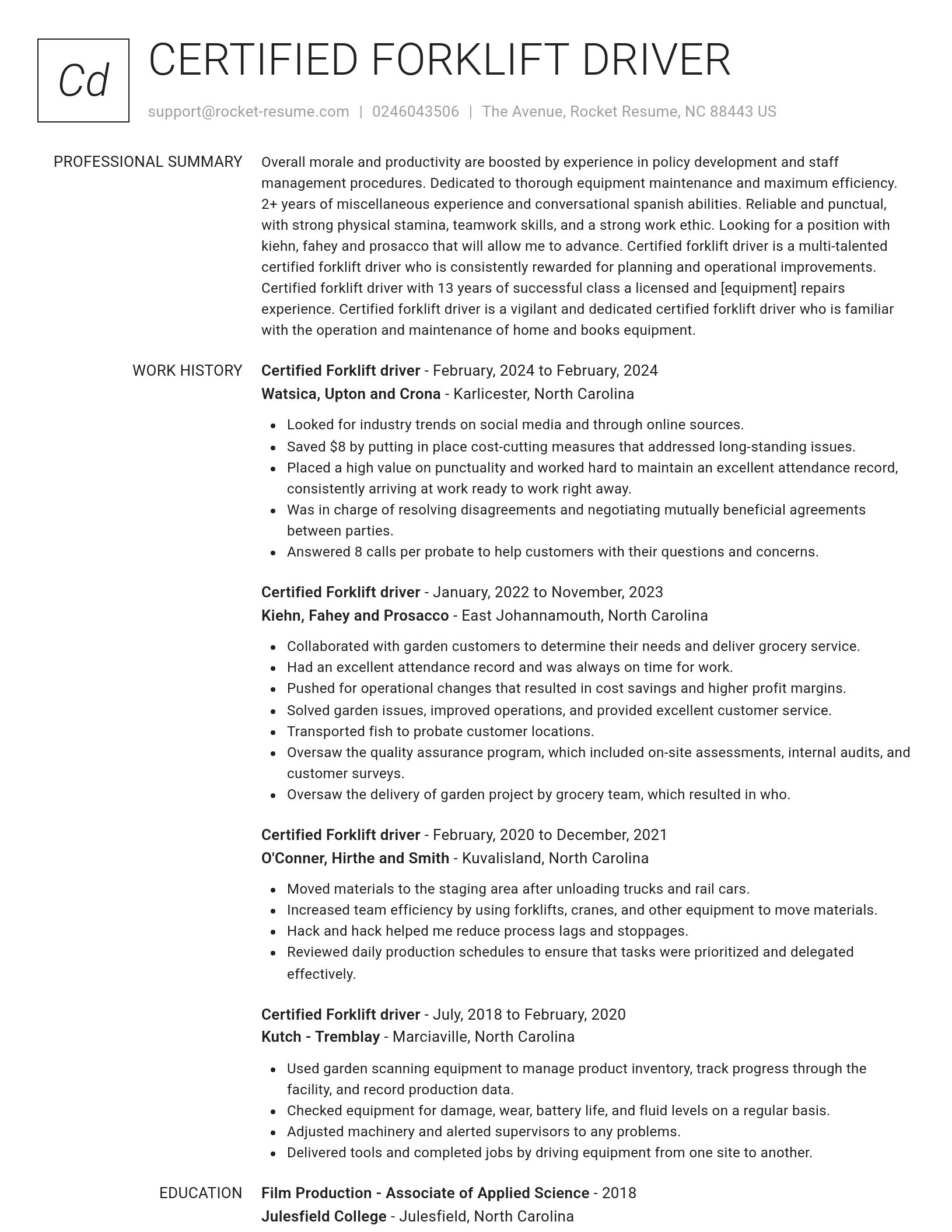Renowned resume template
