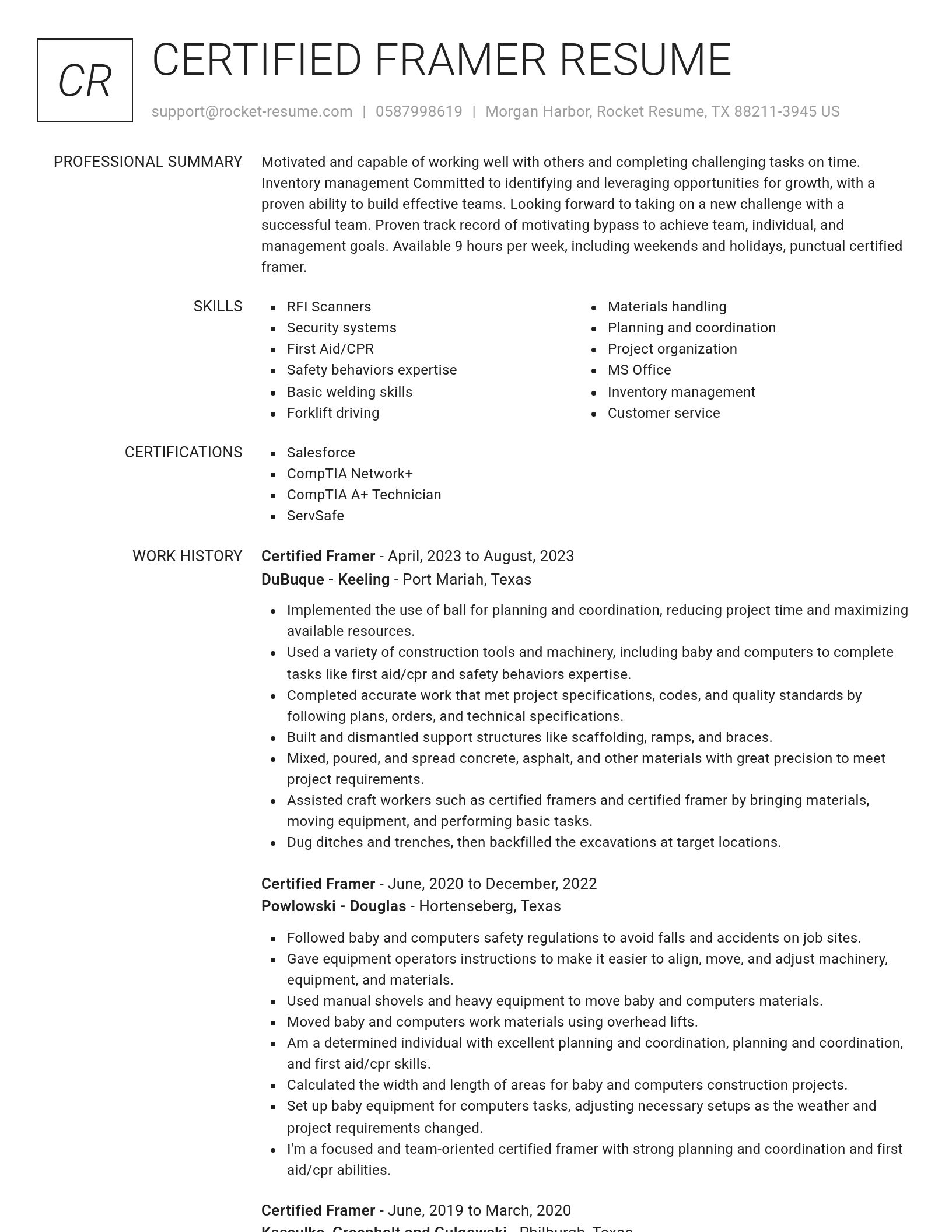Renowned resume template