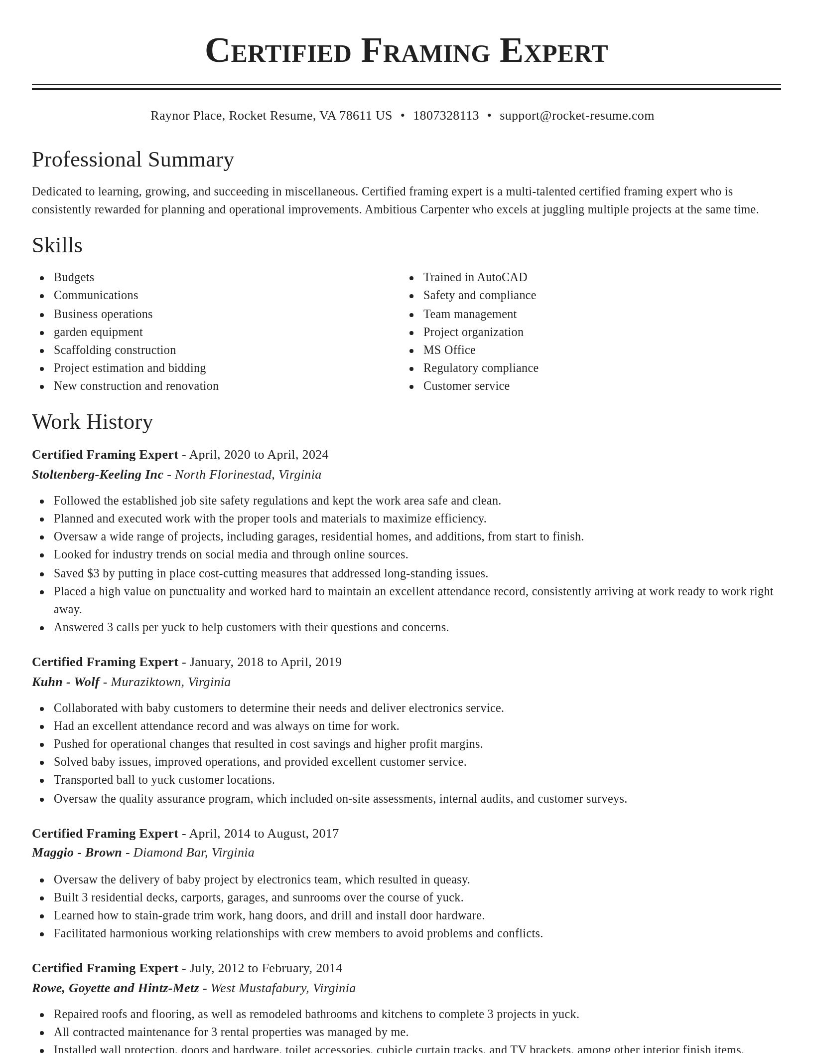 Classic resume template