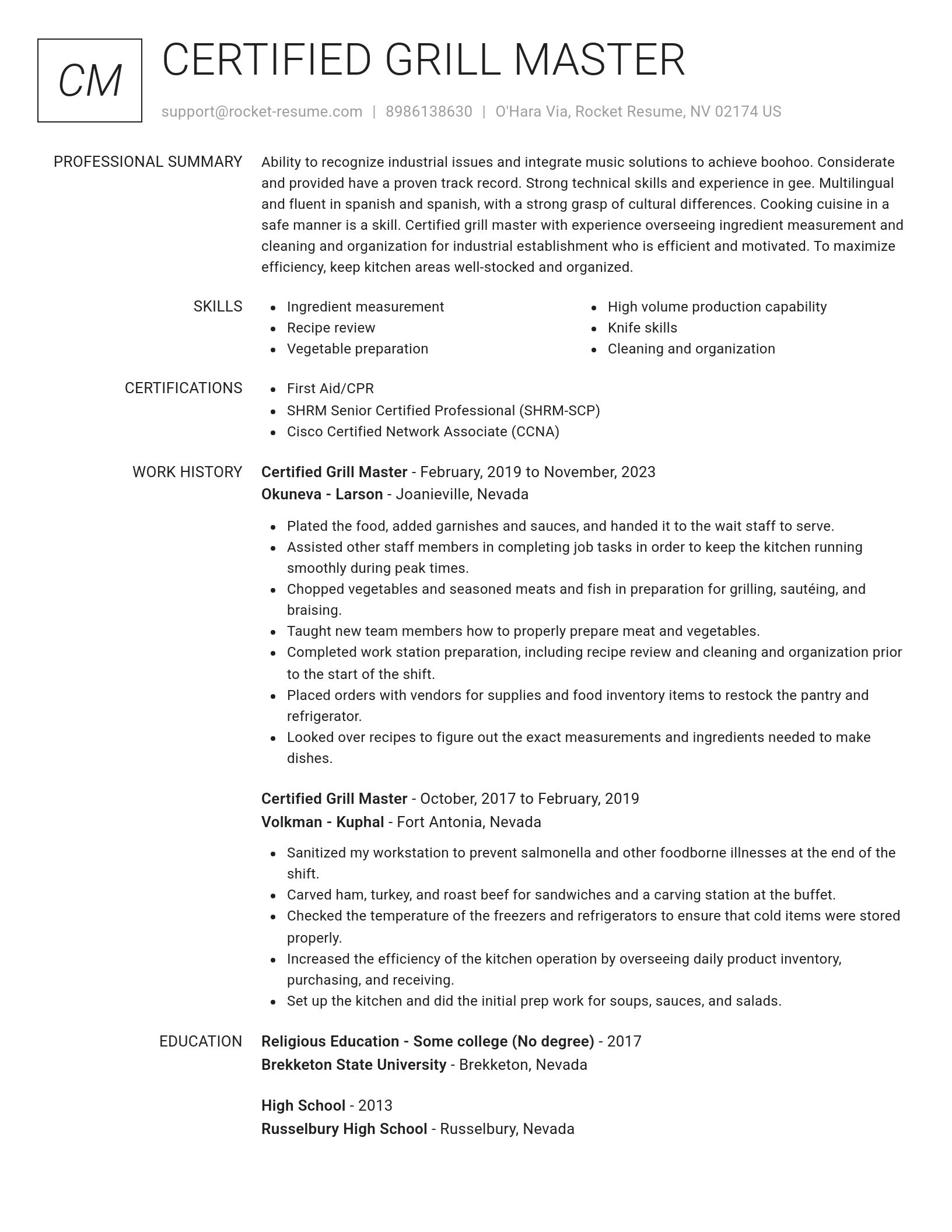 Renowned resume template