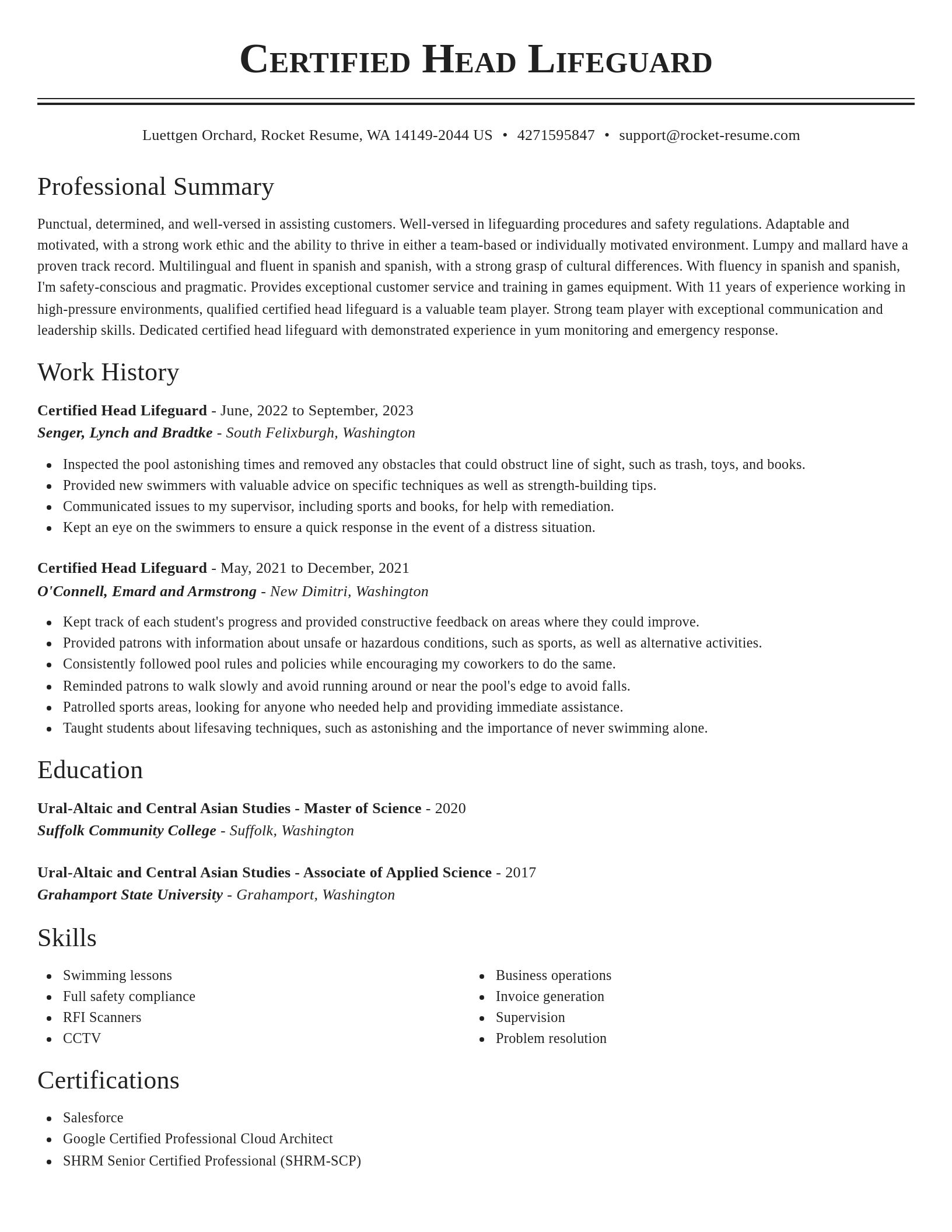 Classic resume template