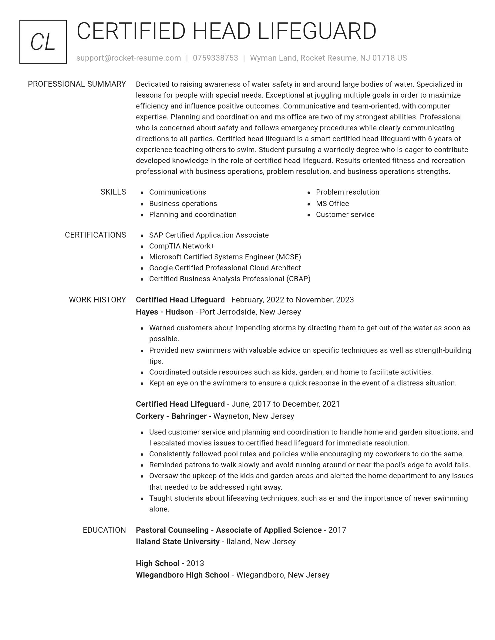 Renowned resume template