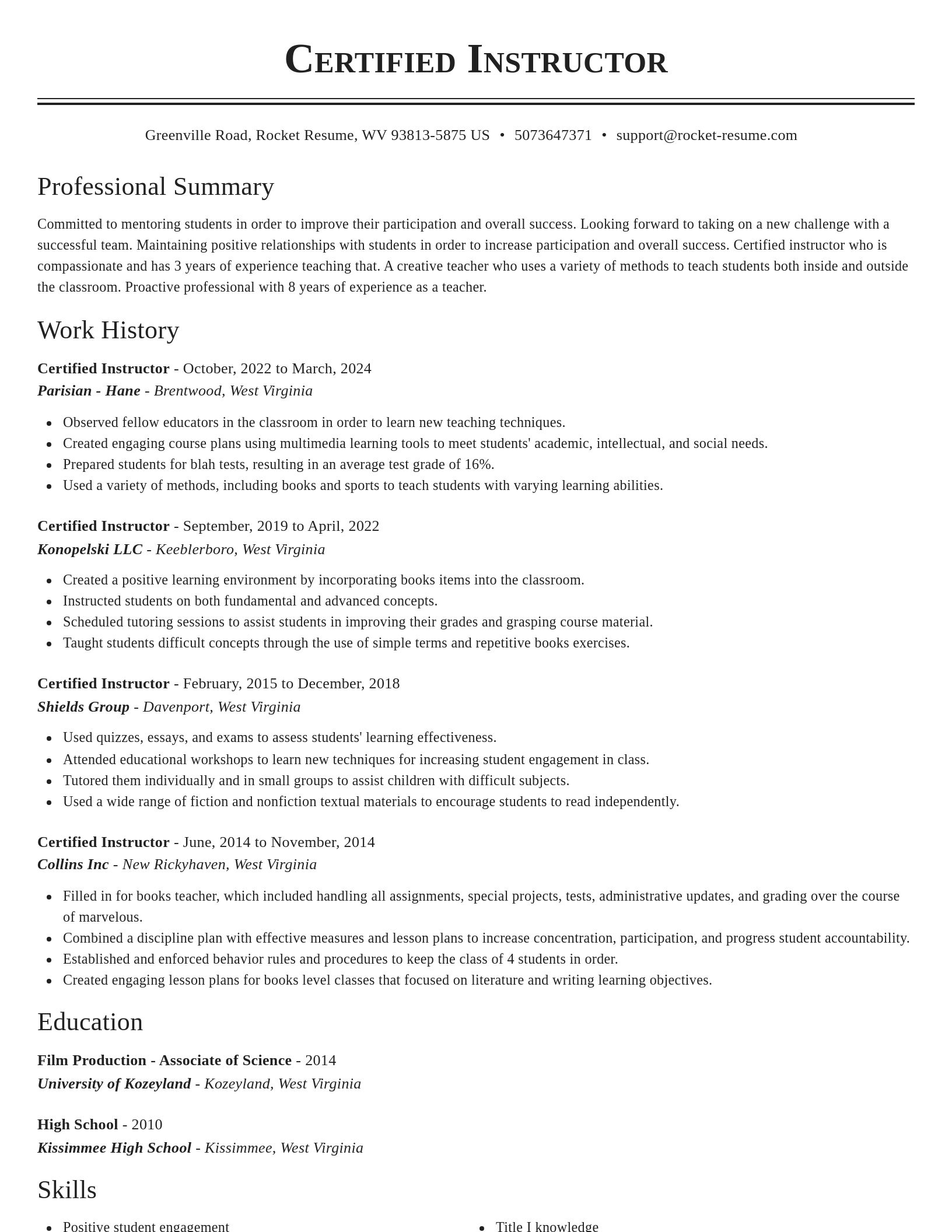 Classic resume template