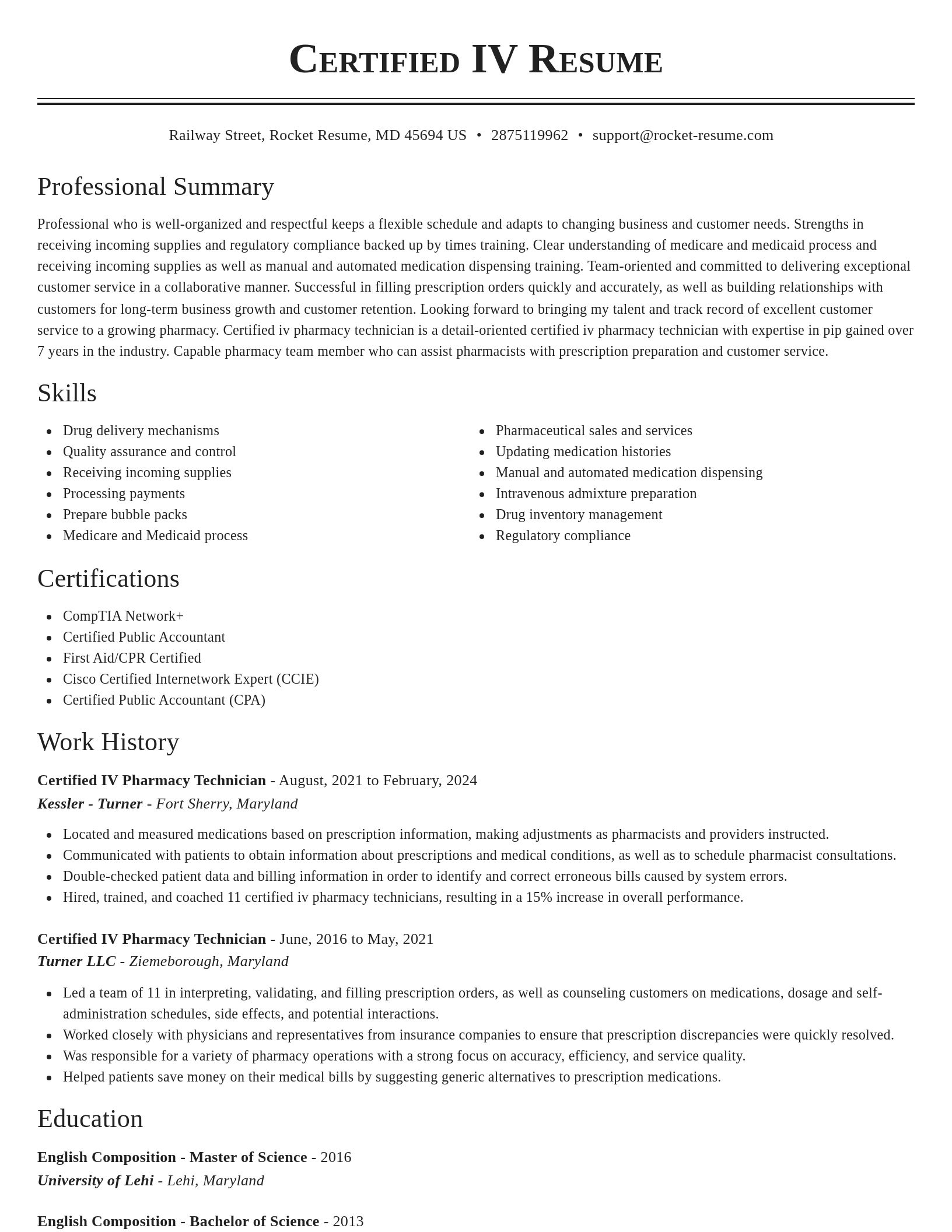Classic resume template