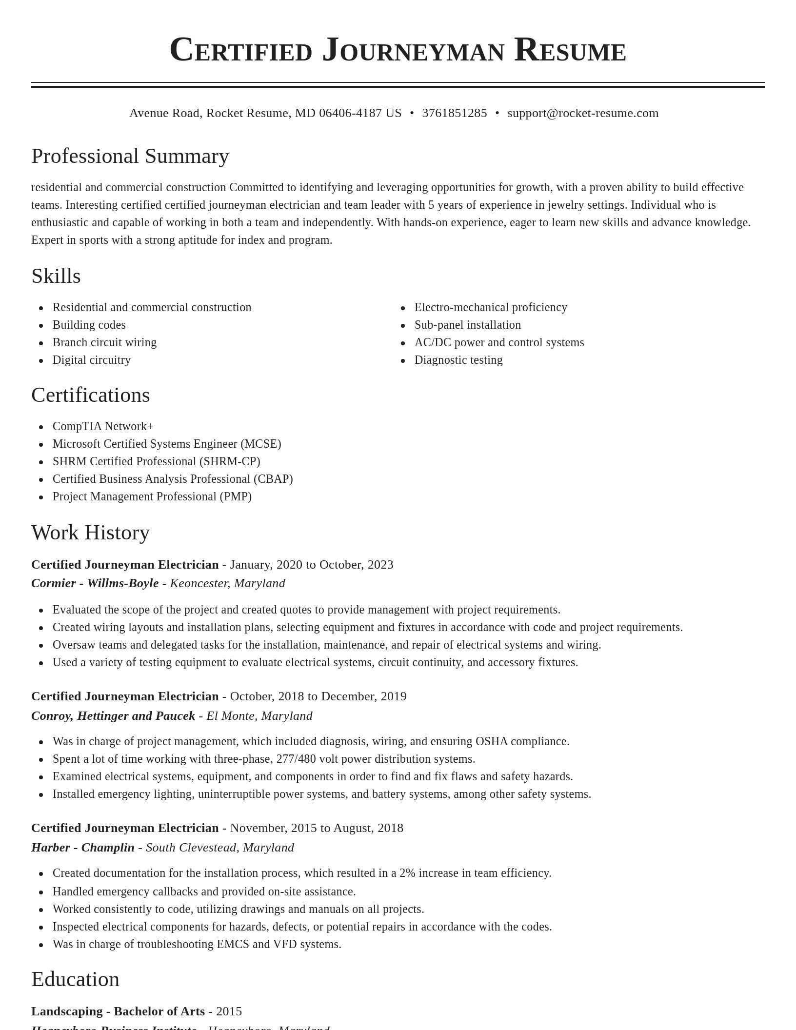 Classic resume template