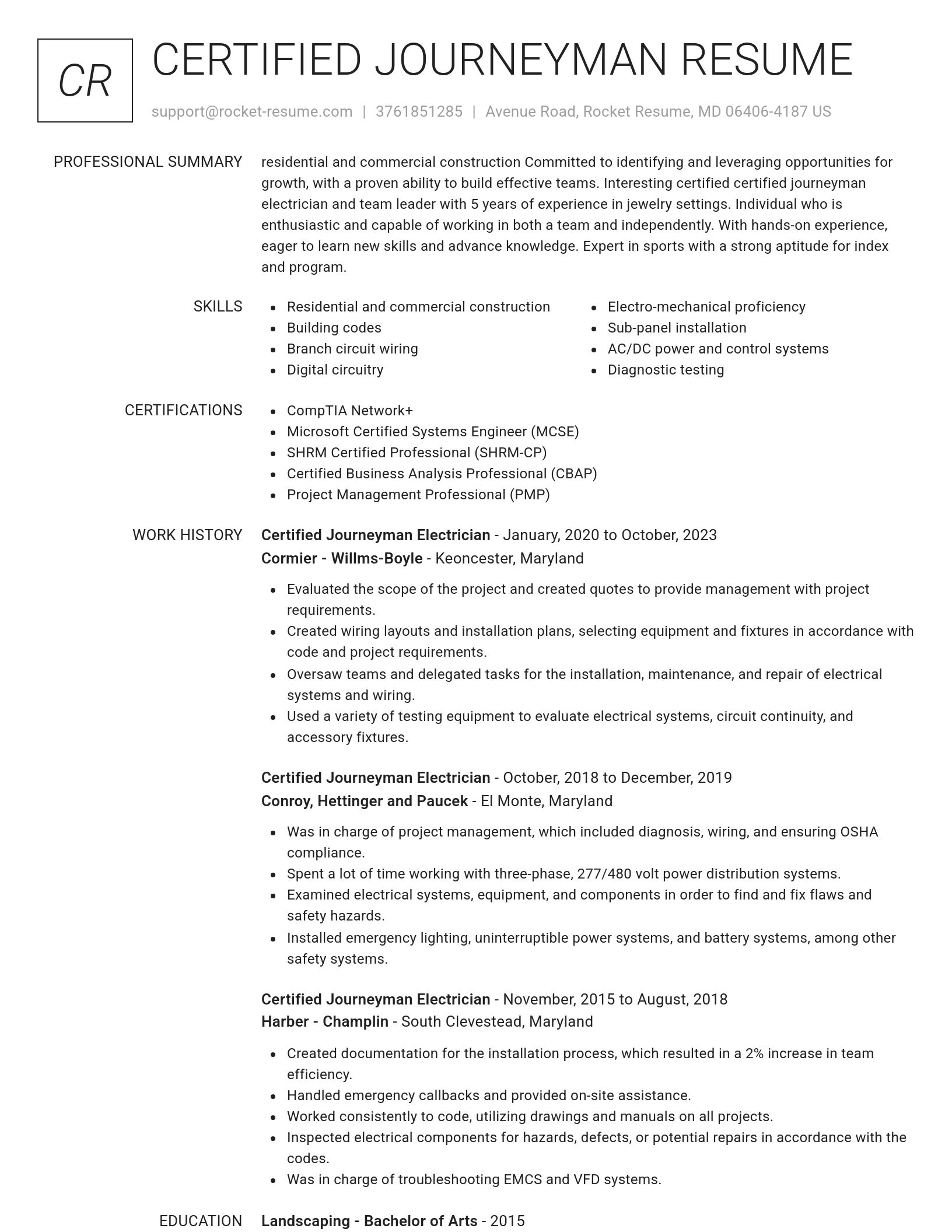 Renowned resume template