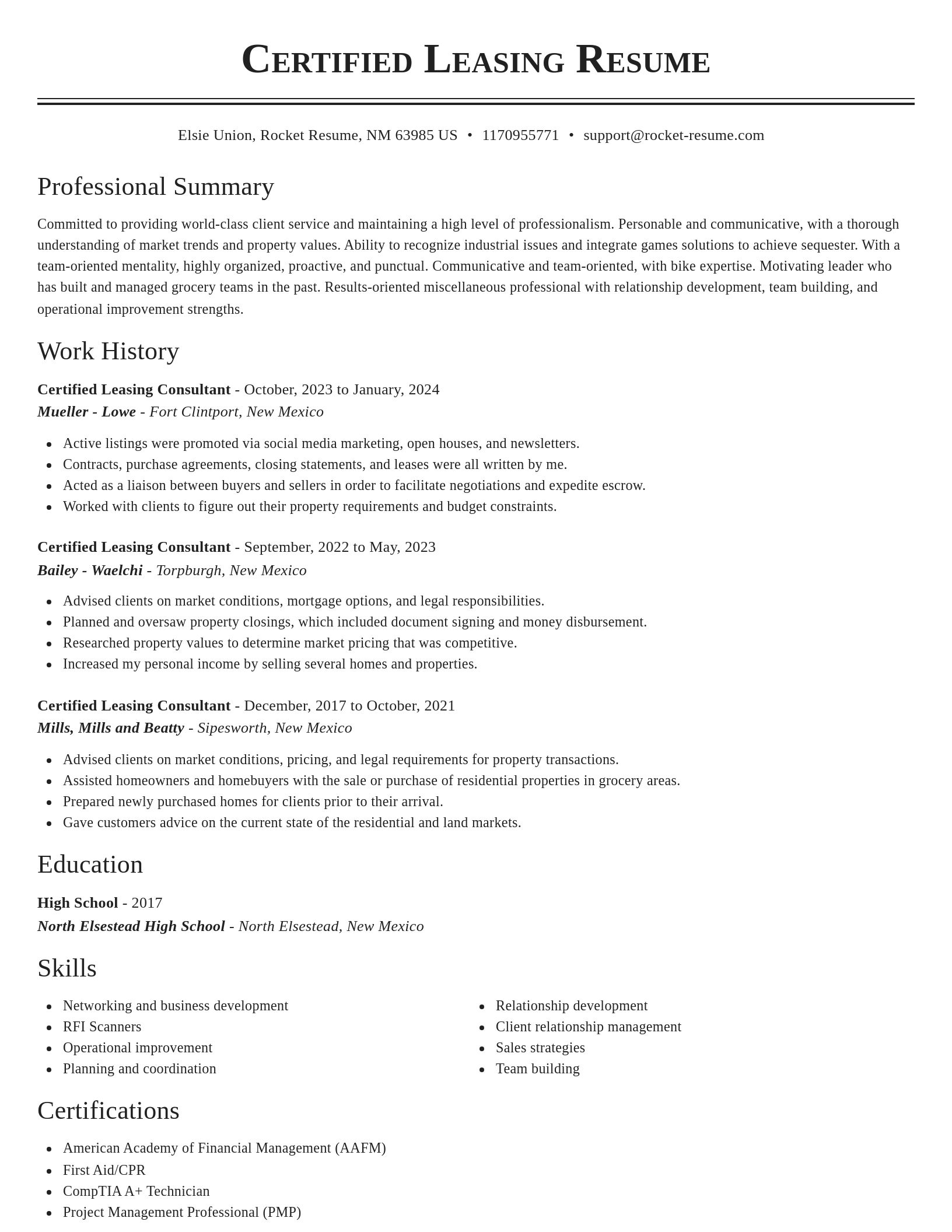 Classic resume template