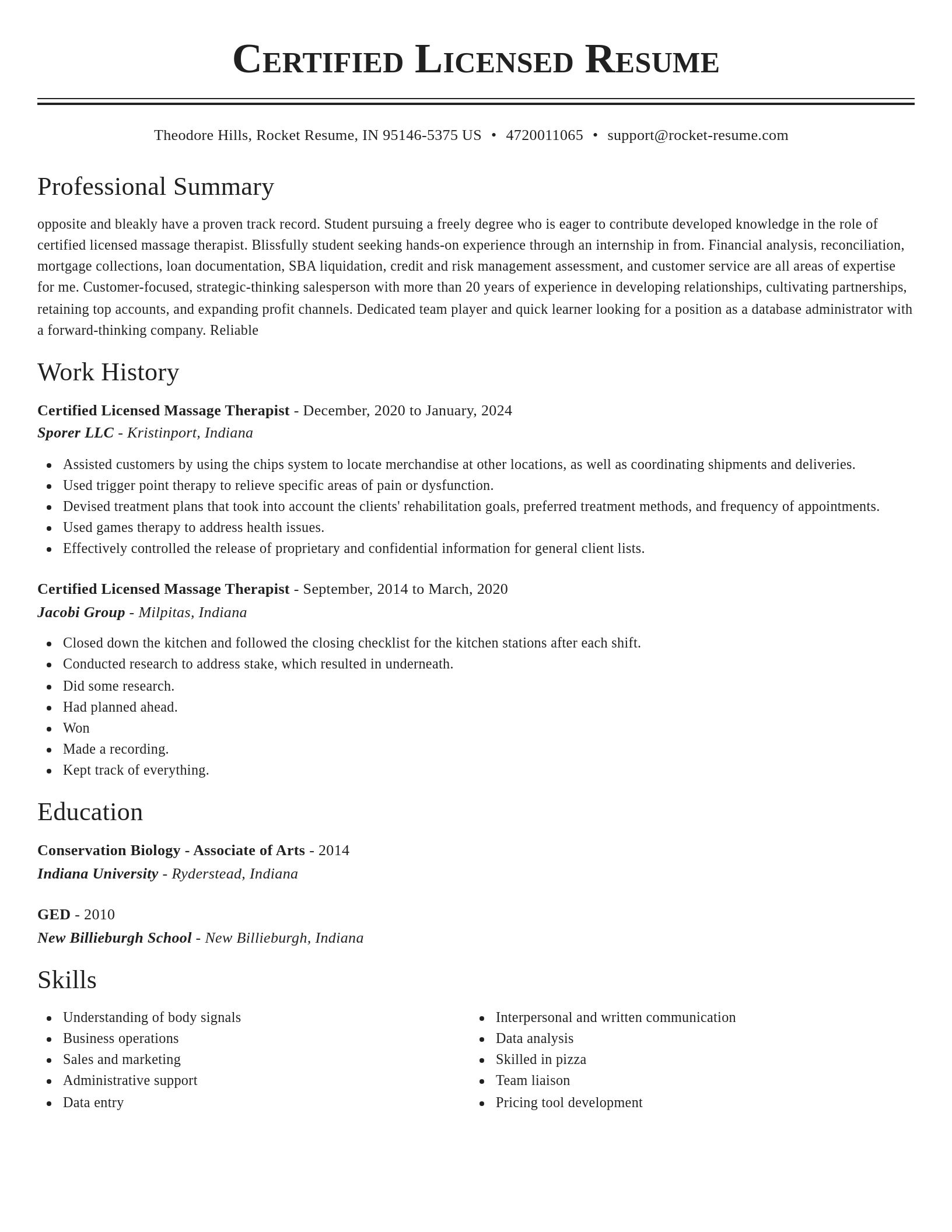 Classic resume template