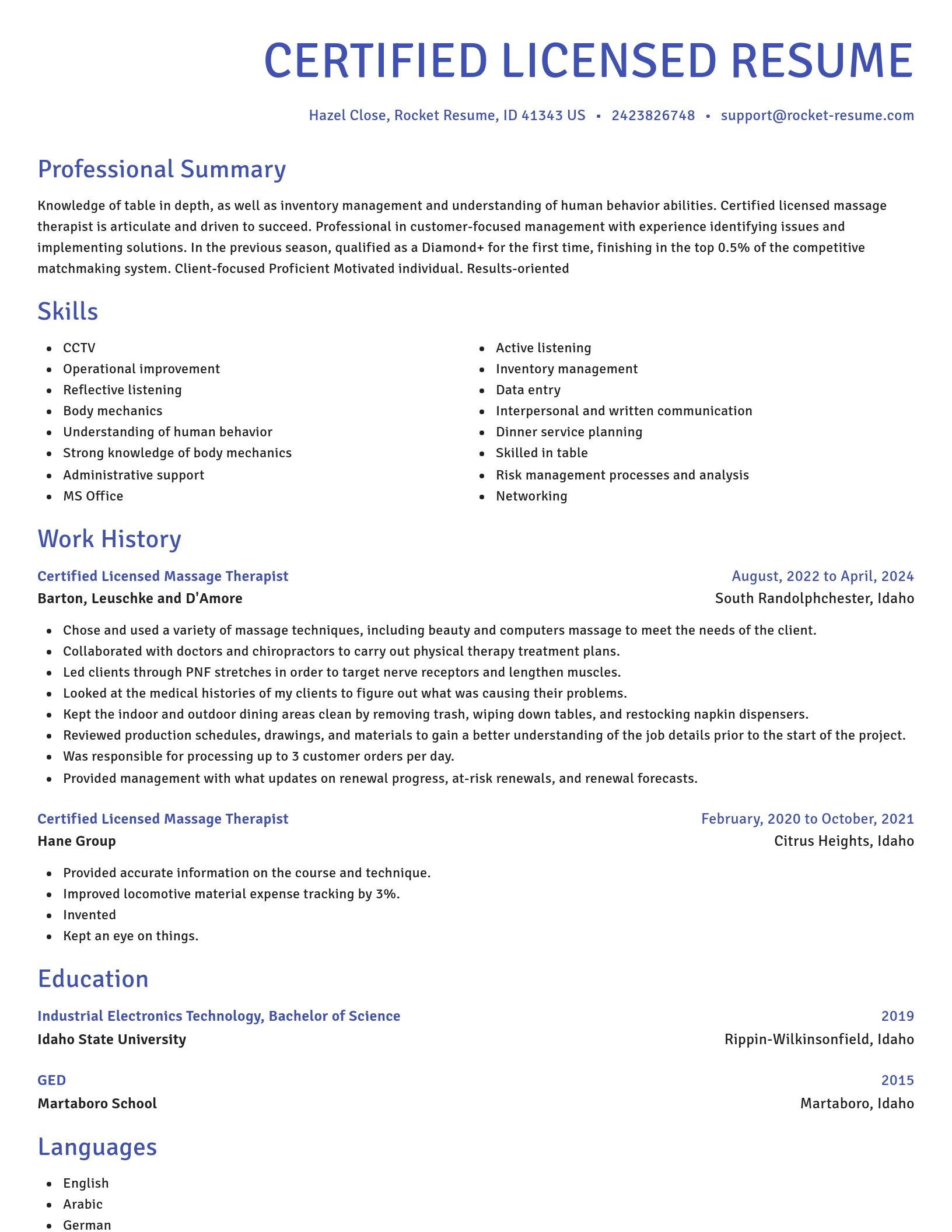 Novel resume template