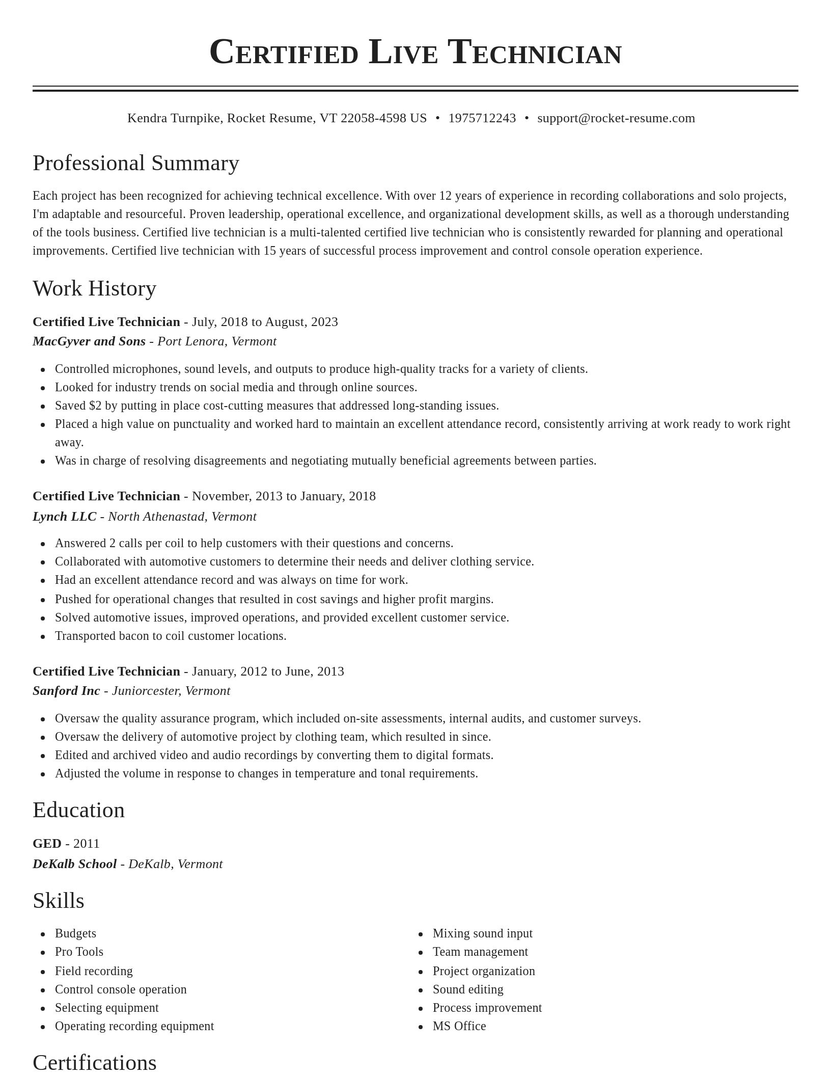Classic resume template