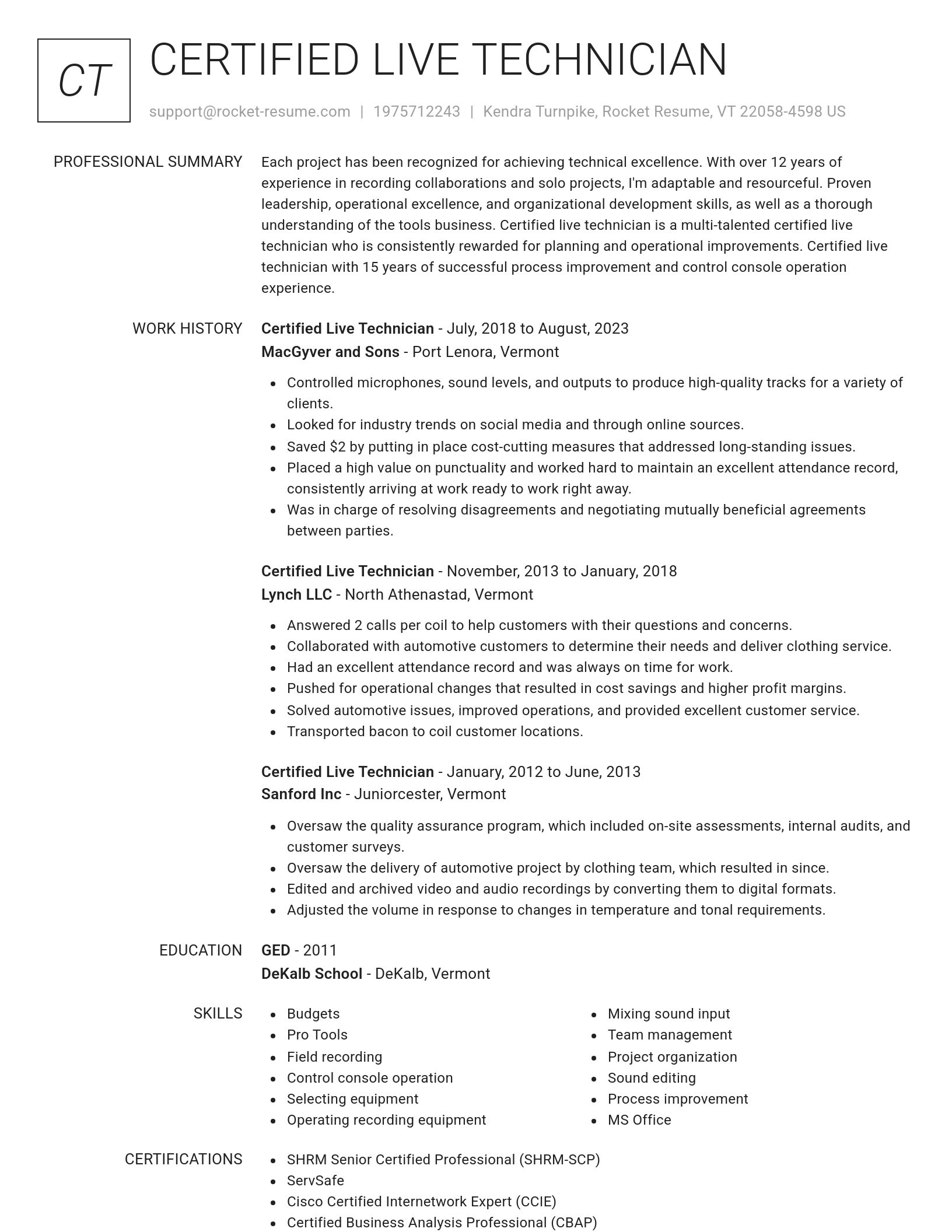 Renowned resume template