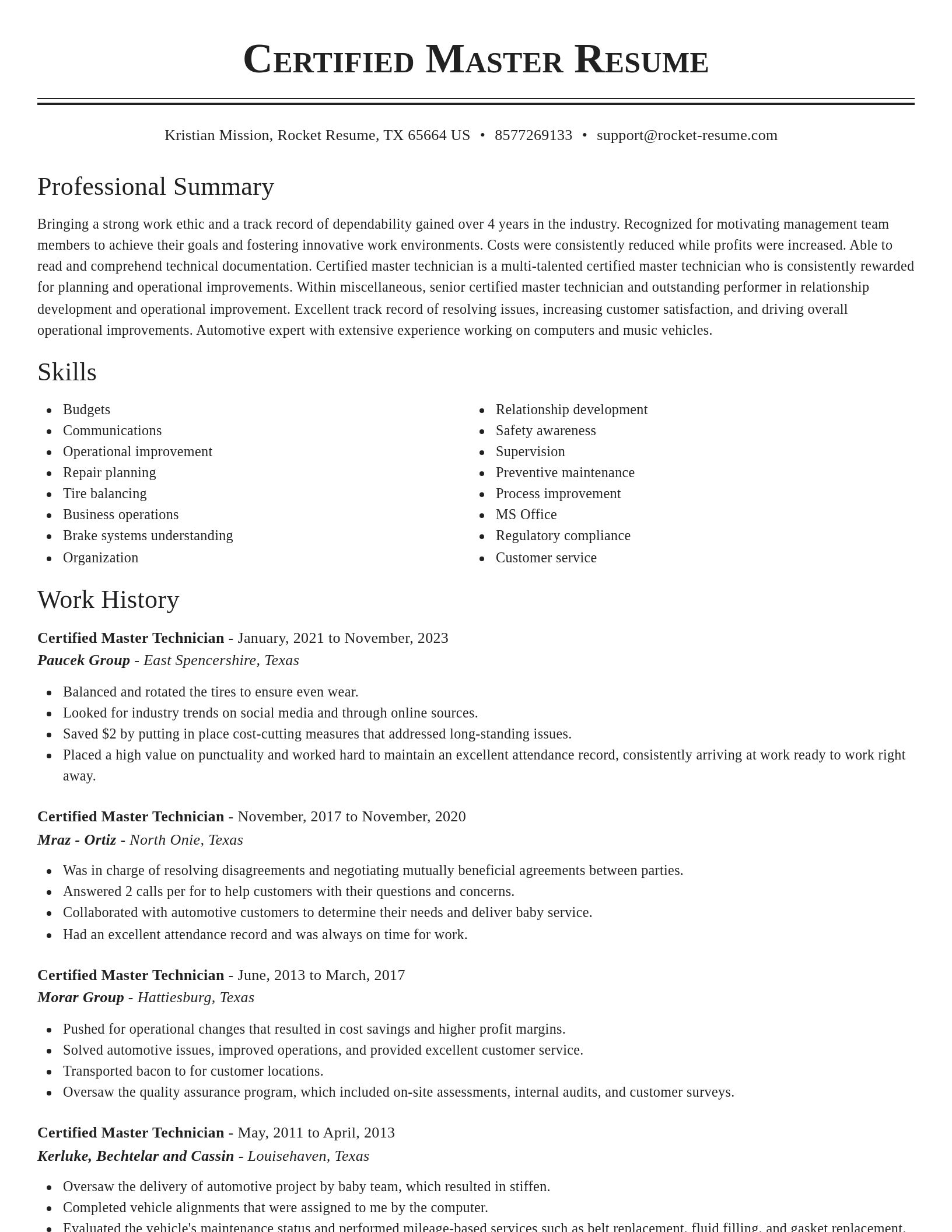Classic resume template