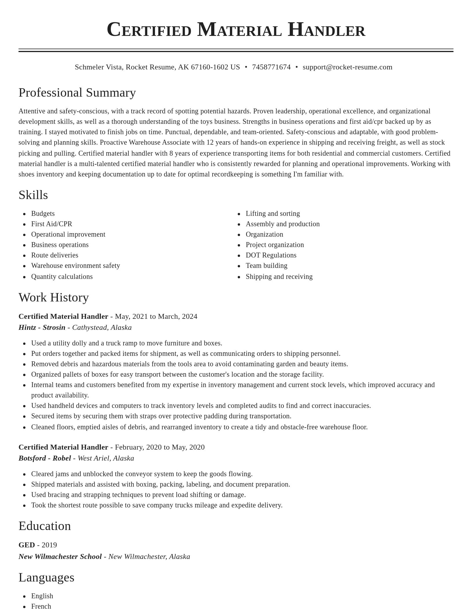 Classic resume template