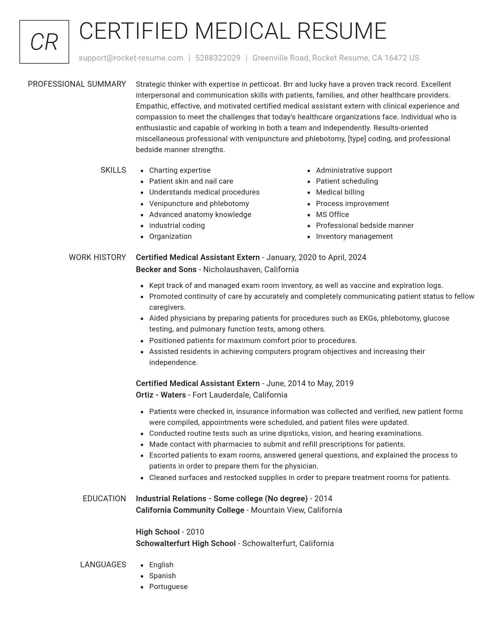 Renowned resume template